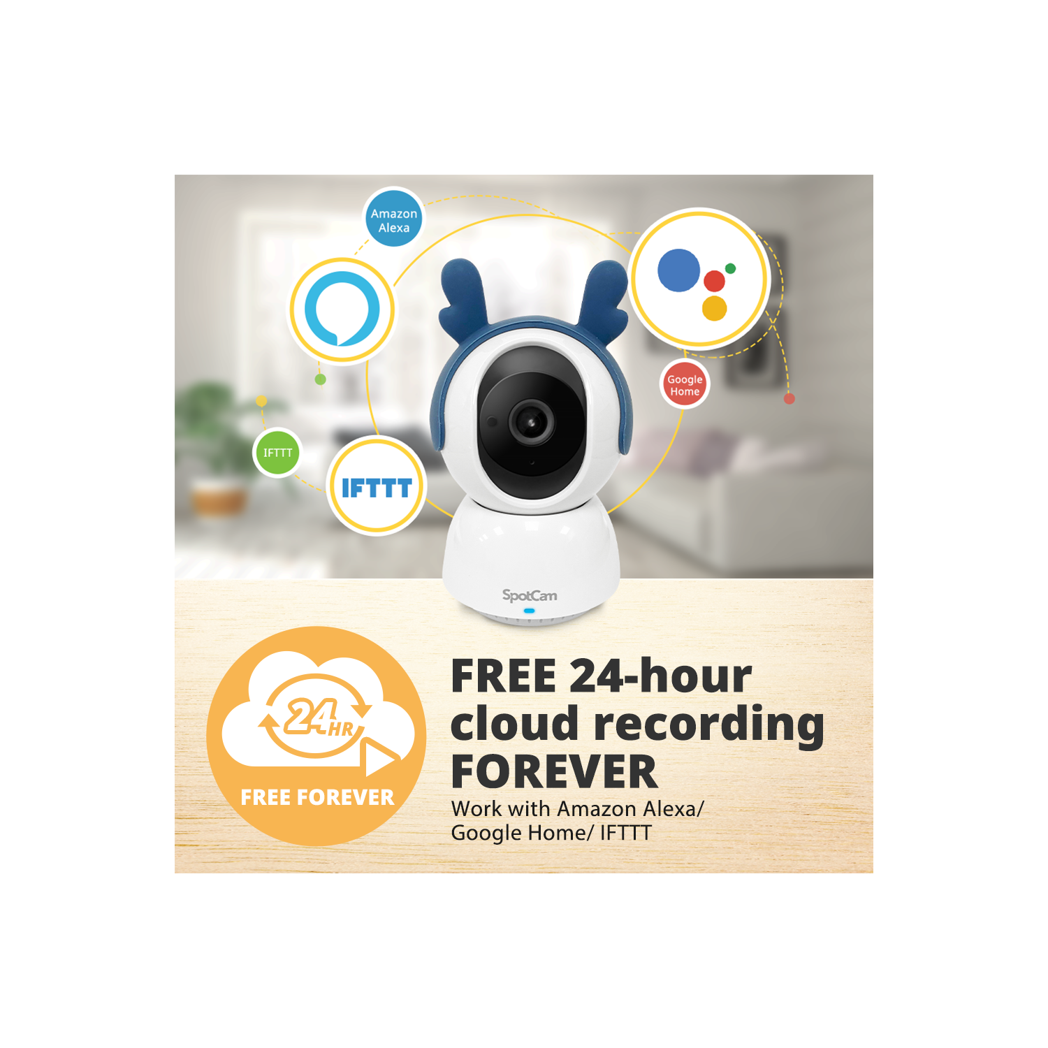 SpotCam Mibo Wireless Pet Security Camera, 2K , Indoor, Night Vision, Two-Way Talk, Motion & Sound Alert, PTZ Pan/Tilt, Pet Tracking, with Free