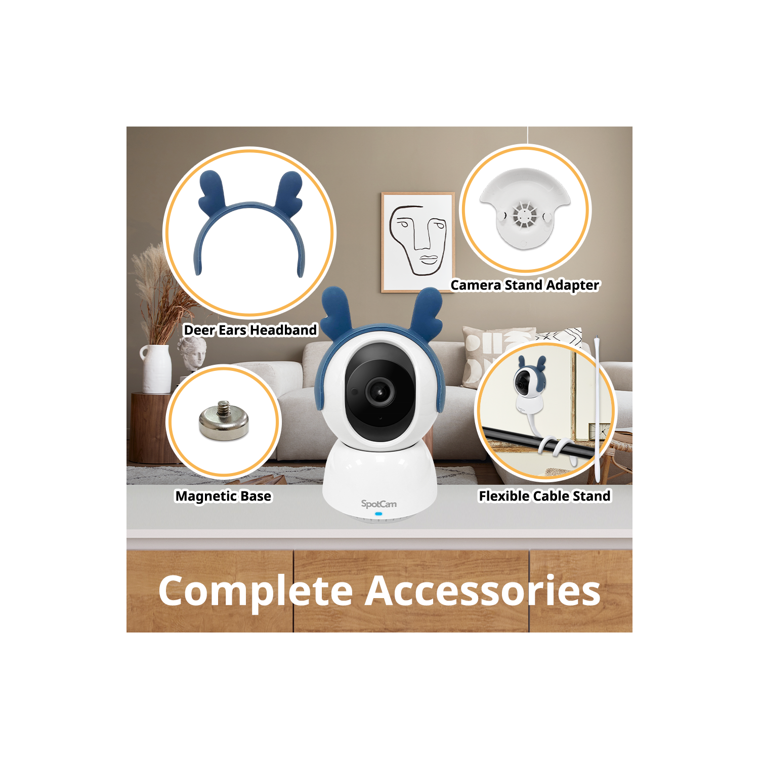 SpotCam Mibo Wireless Pet Security Camera, 2K , Indoor, Night Vision, Two-Way Talk, Motion & Sound Alert, PTZ Pan/Tilt, Pet Tracking, with Free
