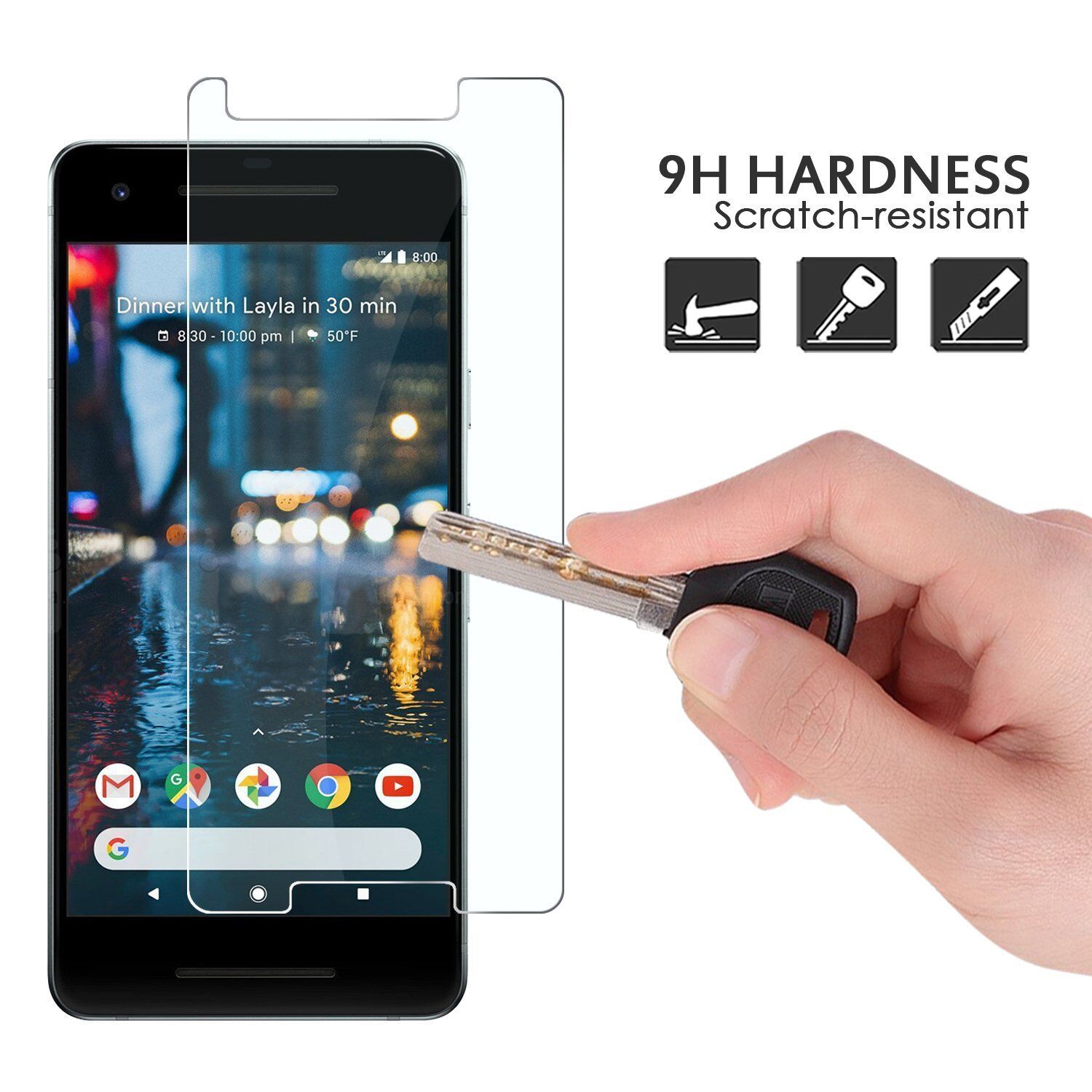 [PAQUET de 2] Protecteur d’écran en verre trempé pour Pixel 2 de Google - compatible avec les étuis