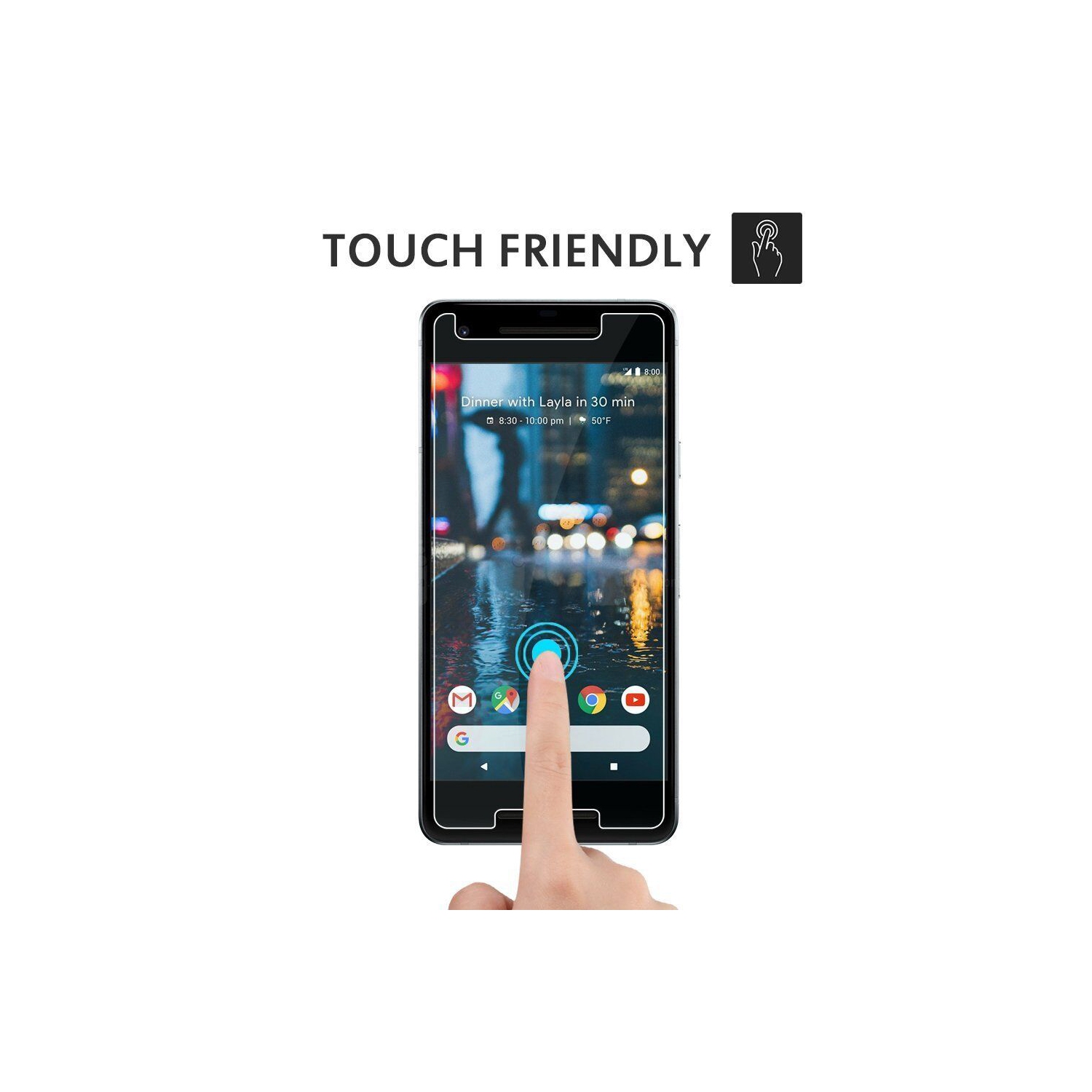 [PAQUET de 2] Protecteur d’écran en verre trempé pour Pixel 2 de Google - compatible avec les étuis