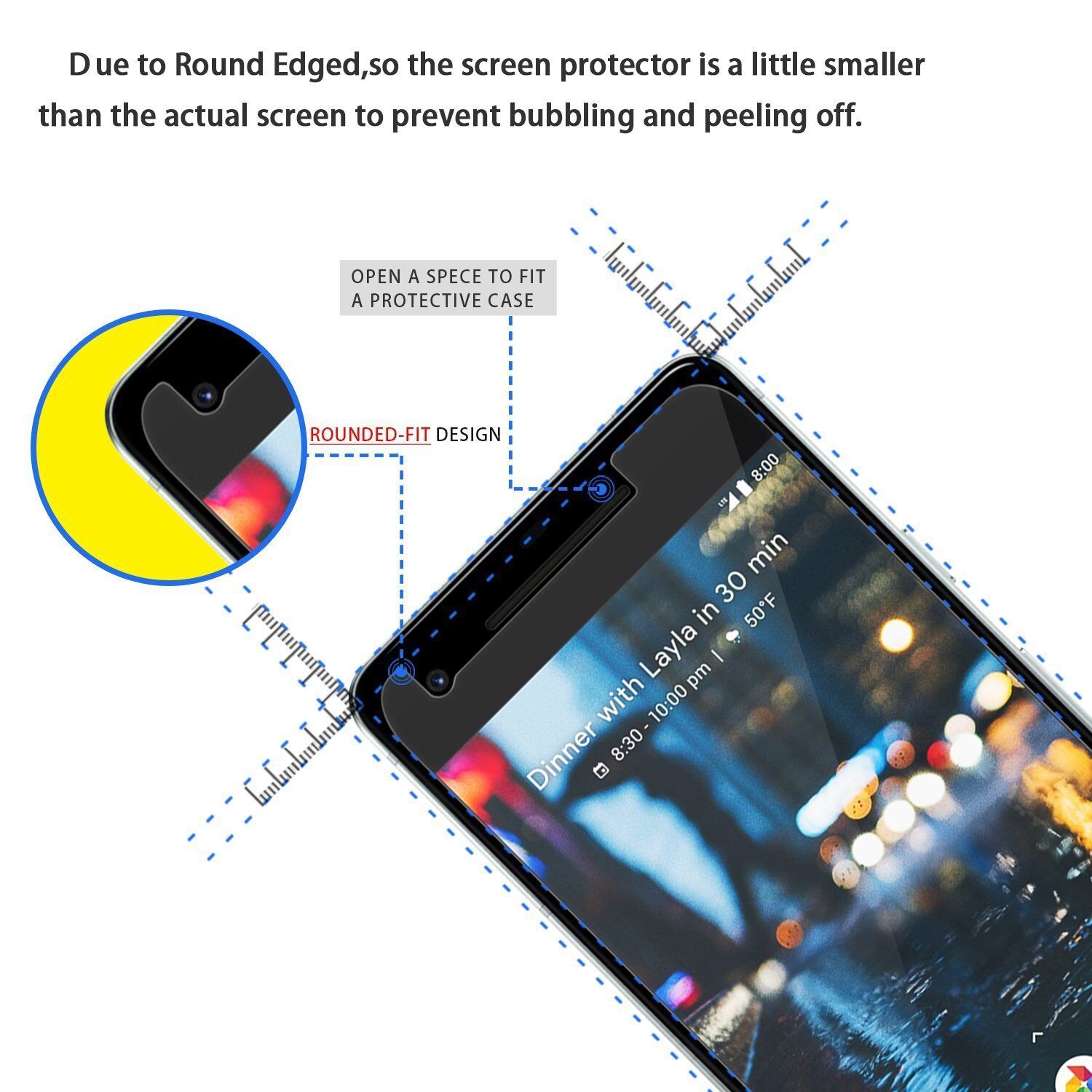 [PAQUET de 2] Protecteur d’écran en verre trempé pour Pixel 2 XL de Google - compatible avec les étuis