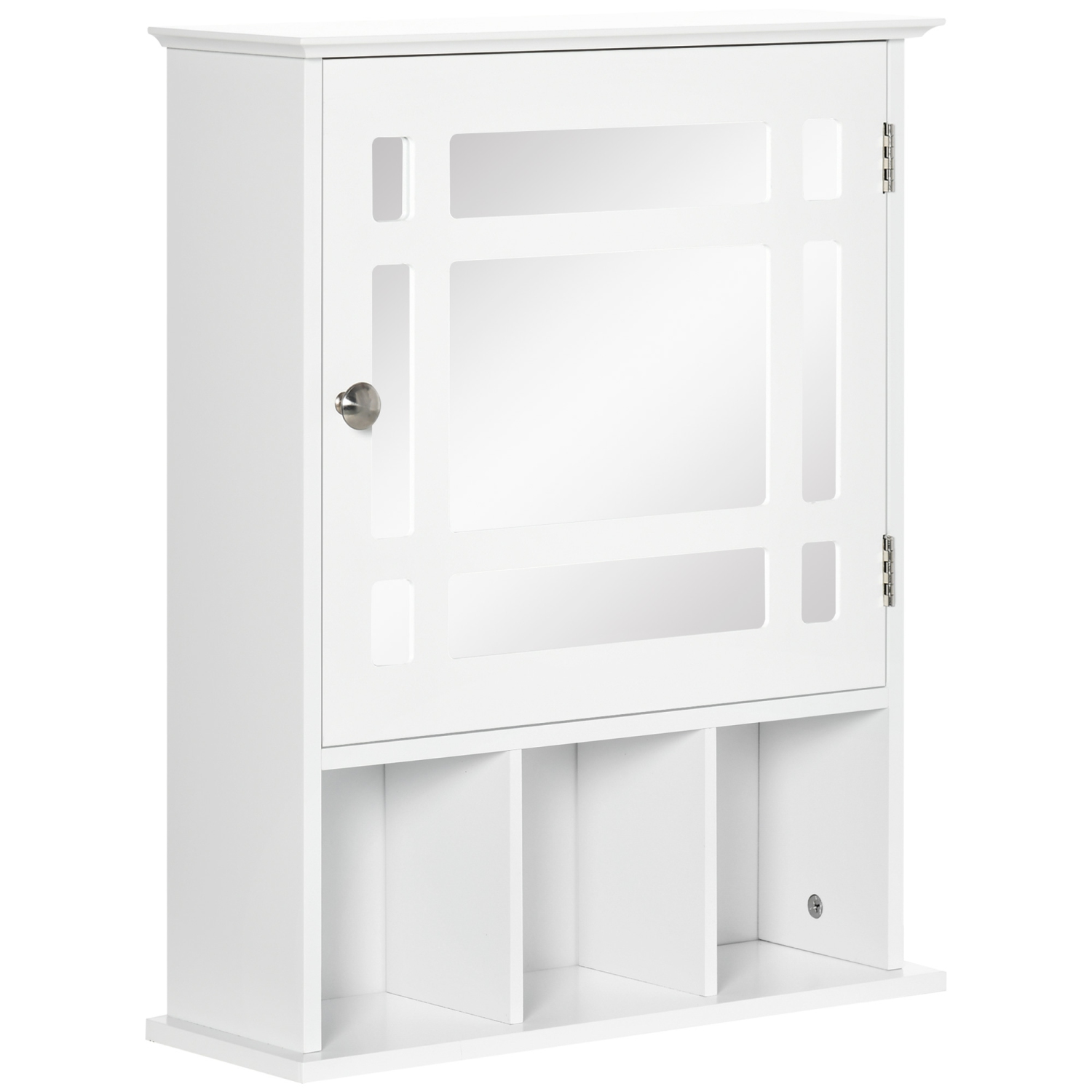 kleankin Bathroom Mirror Cabinet, Wall Mounted Medicine Cabinet, 3 Shelf Organizer for Kitchen, White
