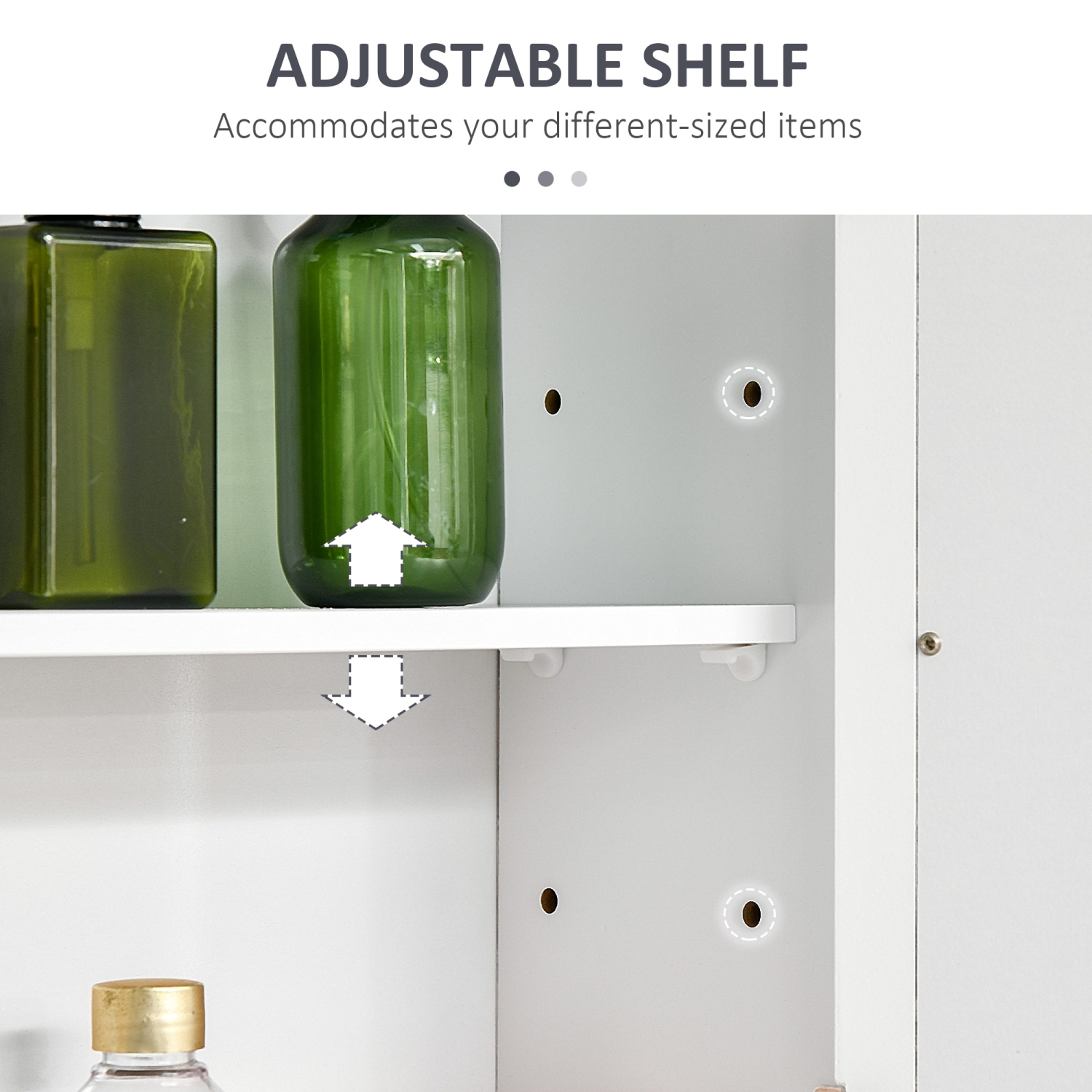 kleankin Bathroom Mirror Cabinet, Wall Mounted Medicine Cabinet, 3 Shelf Organizer for Kitchen, White