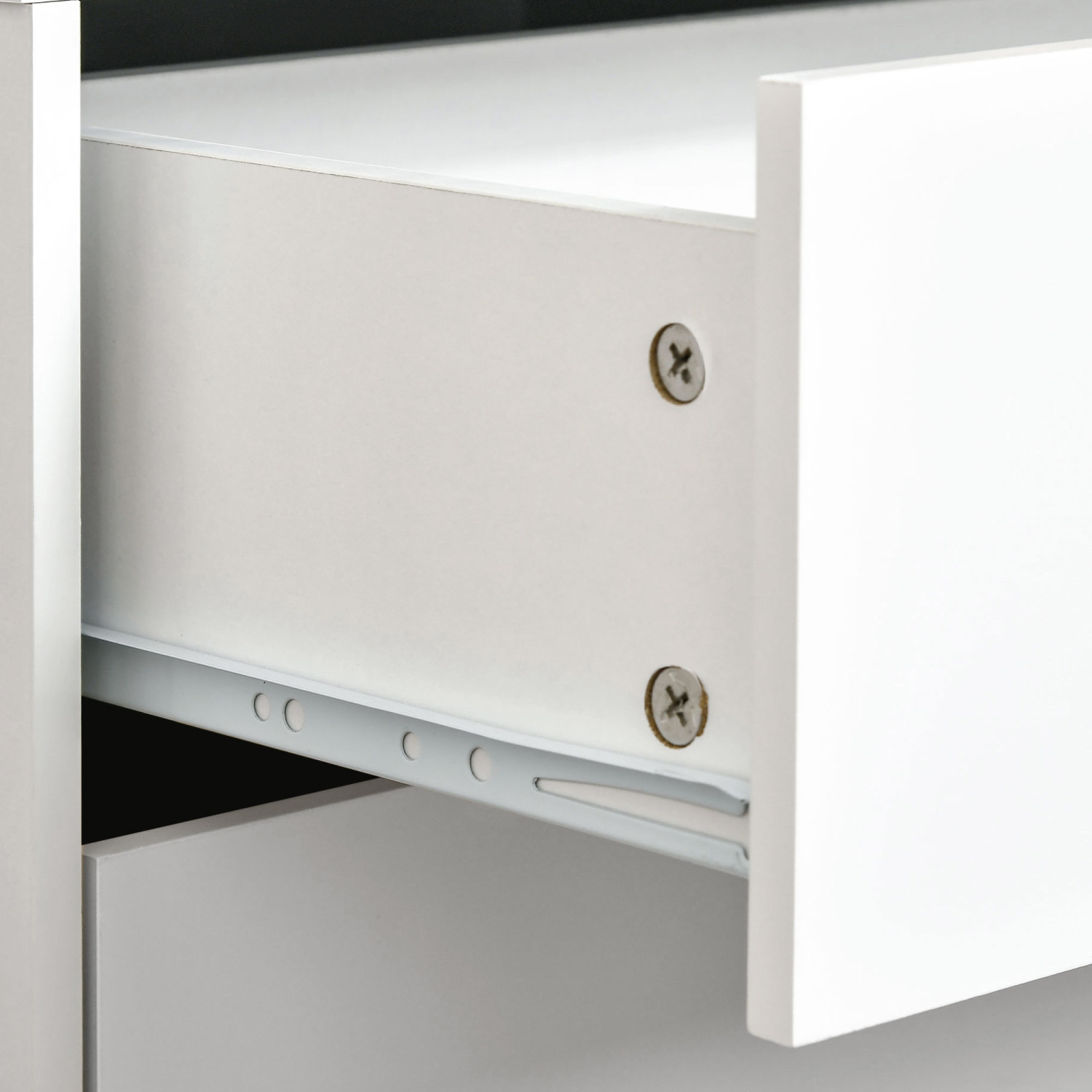 HOMCOM – Table de chevet moderne à 2 tiroirs, table de bout avec pieds en pin pour la chambre, blanc