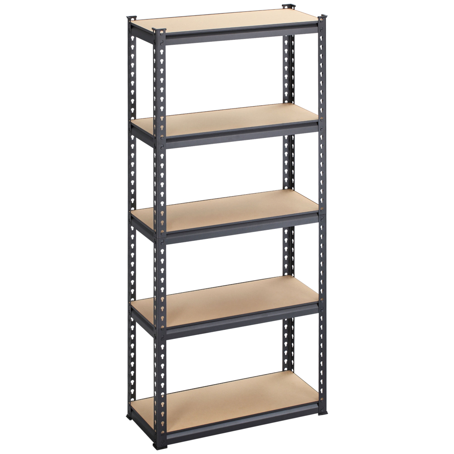 HOMCOM Heavy Duty Garage Shelf, 5-Tier Metal Shelving Unit, Industrial Utility Shelves with Steel Frame and Adjustable Shelves for Garage, Warehouse, Basement, Black and Brown