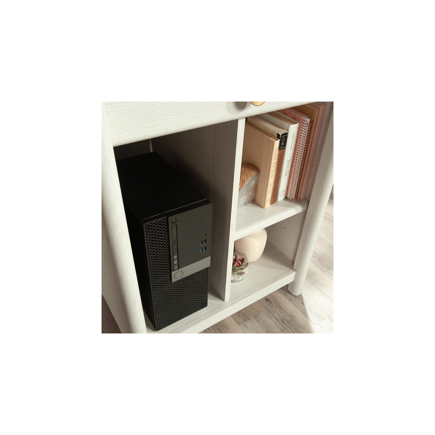 Sauder Dover Edge Engineered Wood Desk in Glacier Oak