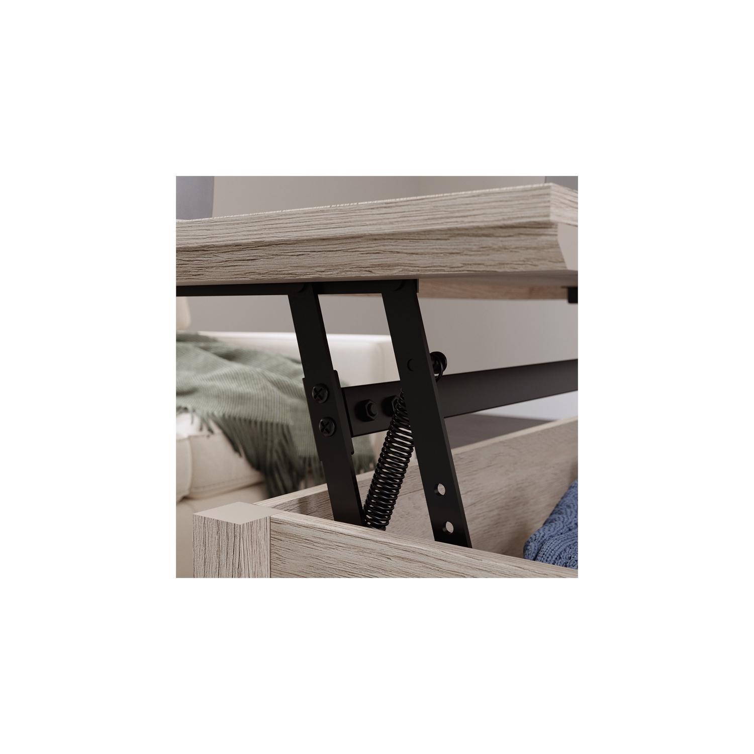 Sauder – Table basse à dessus relevable en bois d’ingénierie East Adara, fini chêne cascade