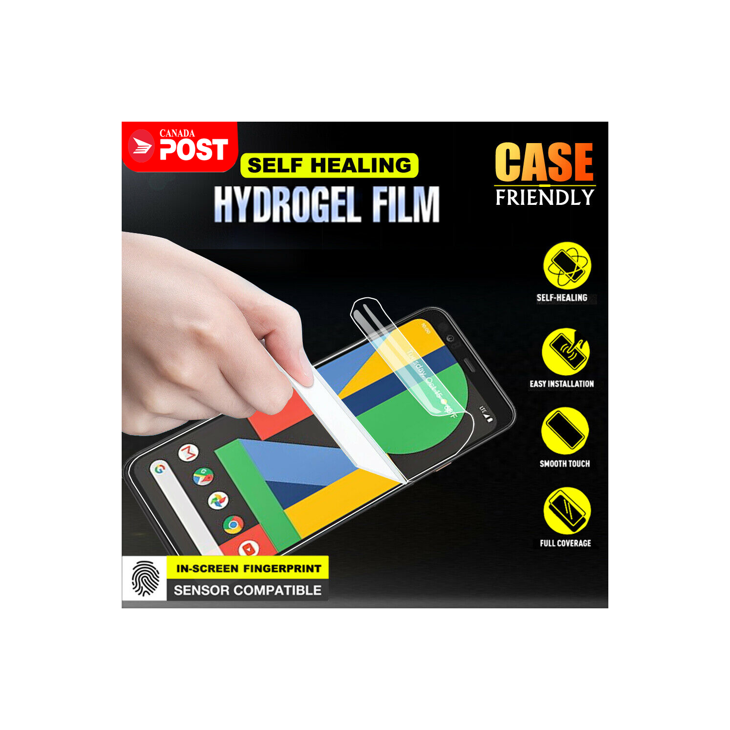 [PAQUET de 2] Protecteur d’écran en plastique Hydrogel pour Pixel 4 de Google - compatible avec les étuis