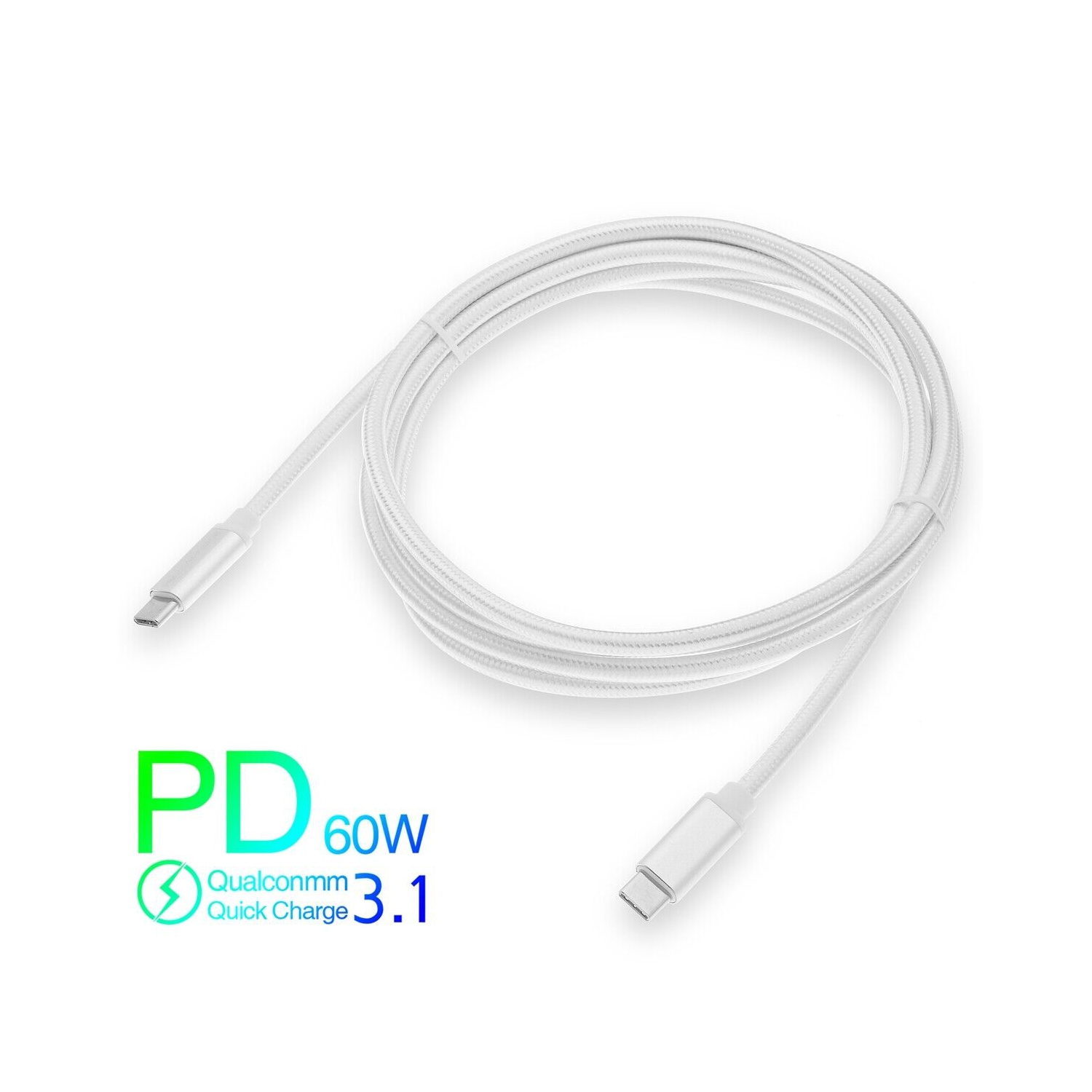 Thunderbolt 3 Compatible Nylon Braided USB C to USB C Cable Increased Durability