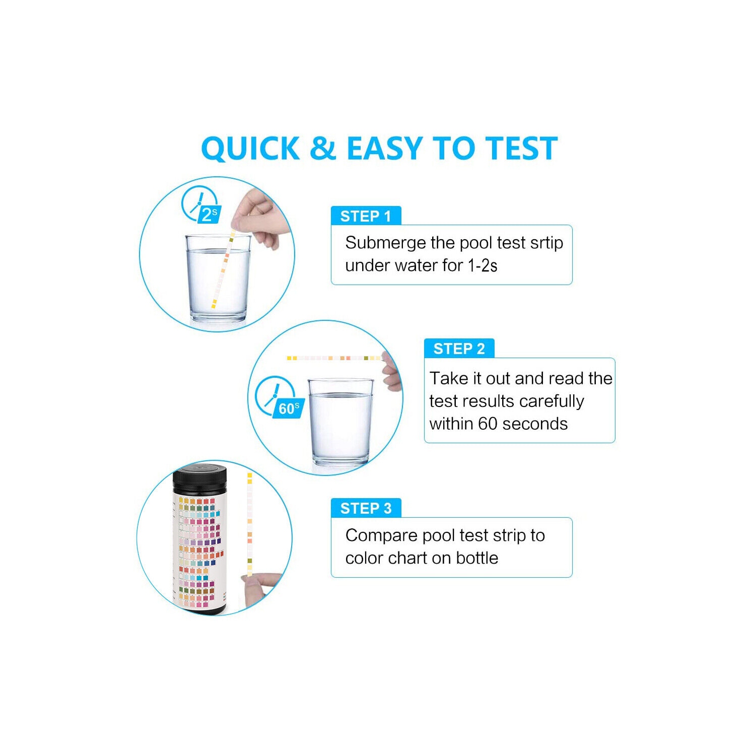 100 BANDELETTES de test 16-EN-1 pour eau potable facile à utiliser pour le fer à plomb PH Hardness