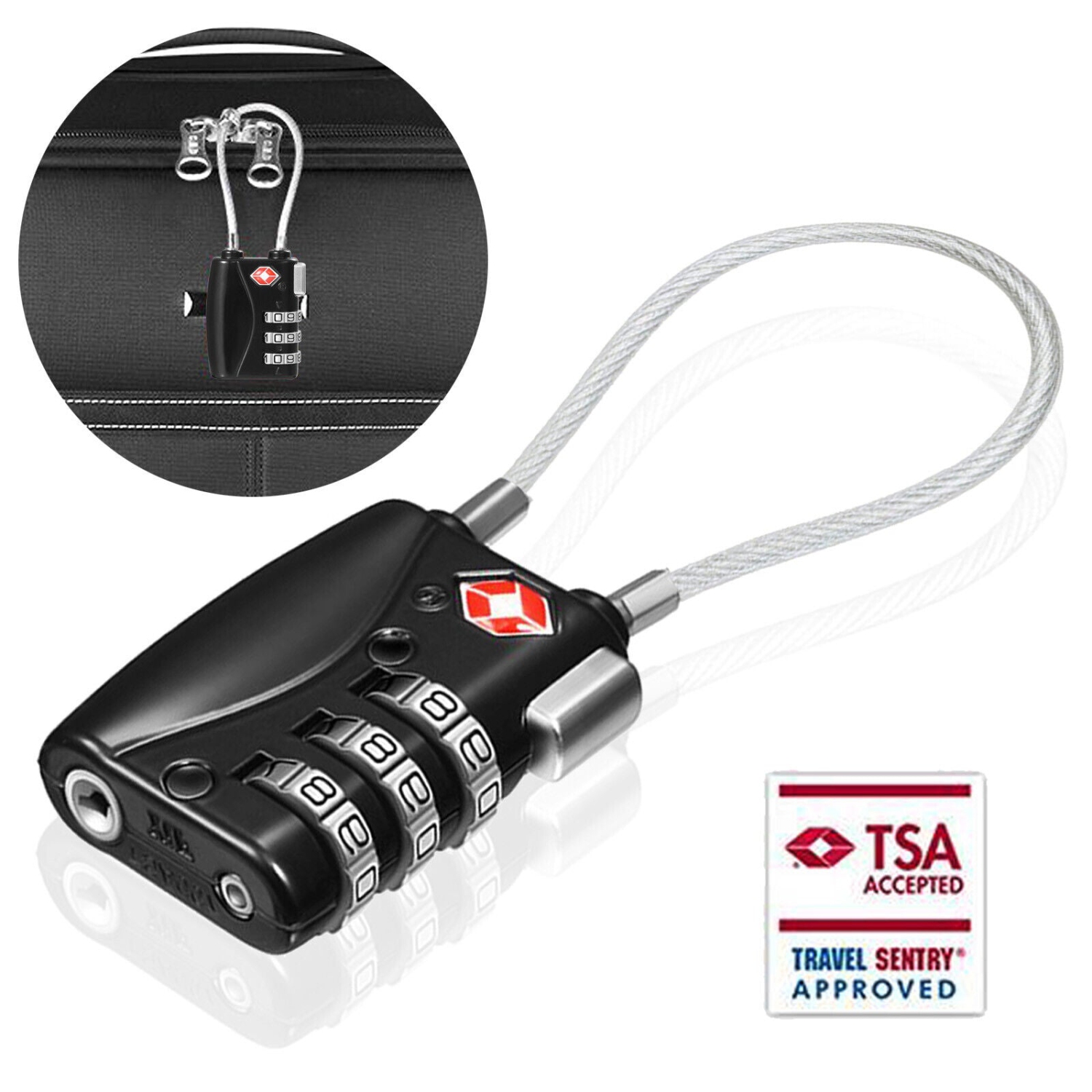 TSA Approved Travel Combination Cable Luggage Locks for Suitcases u0026  Backpacks | Best Buy Canada
