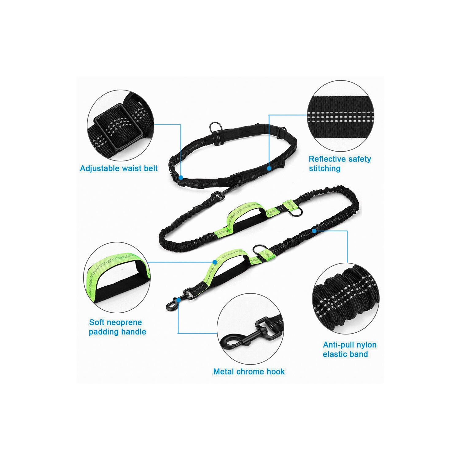 Laisse double rétractable pour chien sans fil; ne s’emmêle pas pour les chiens de grande taille de 150 lb et moins