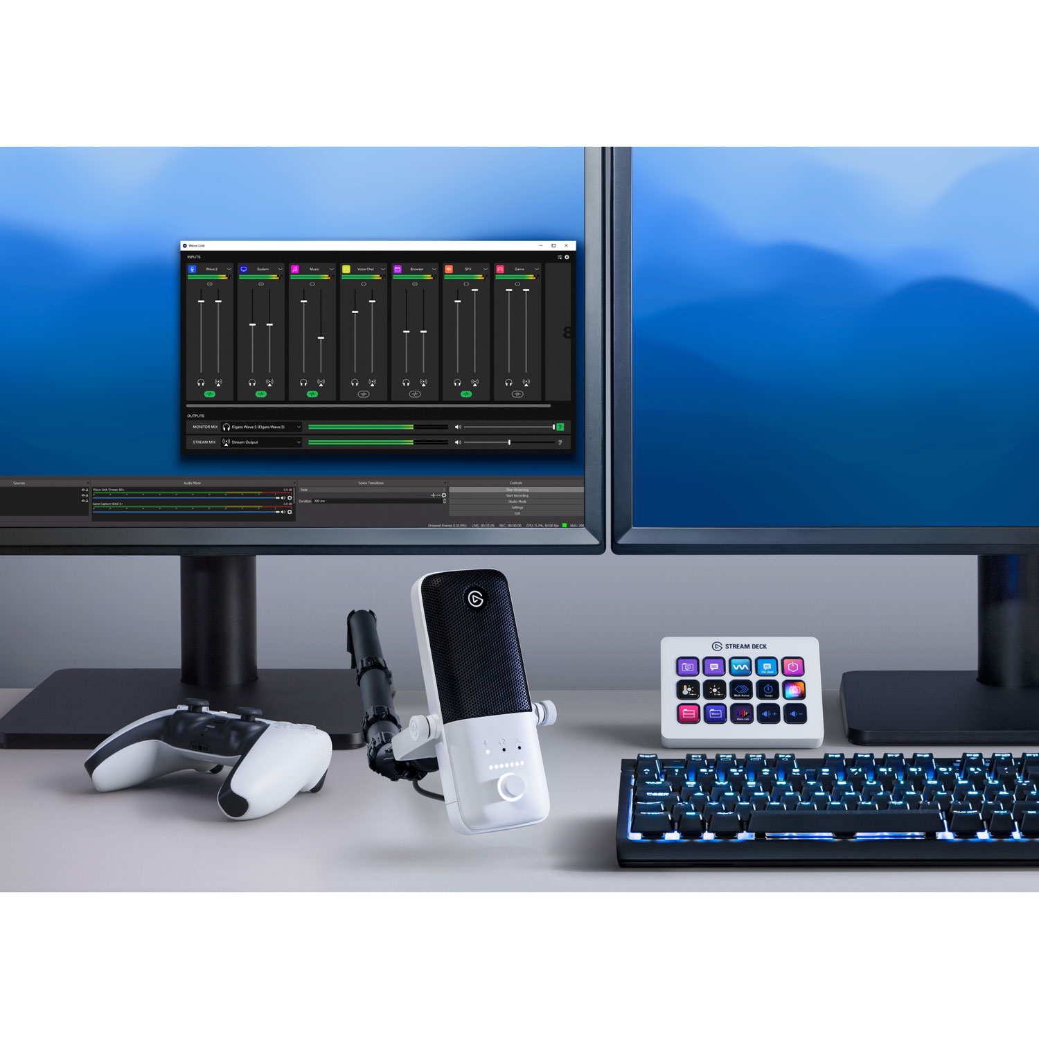 Microphone à condensateur Wave:3 d'Elgato - Blanc