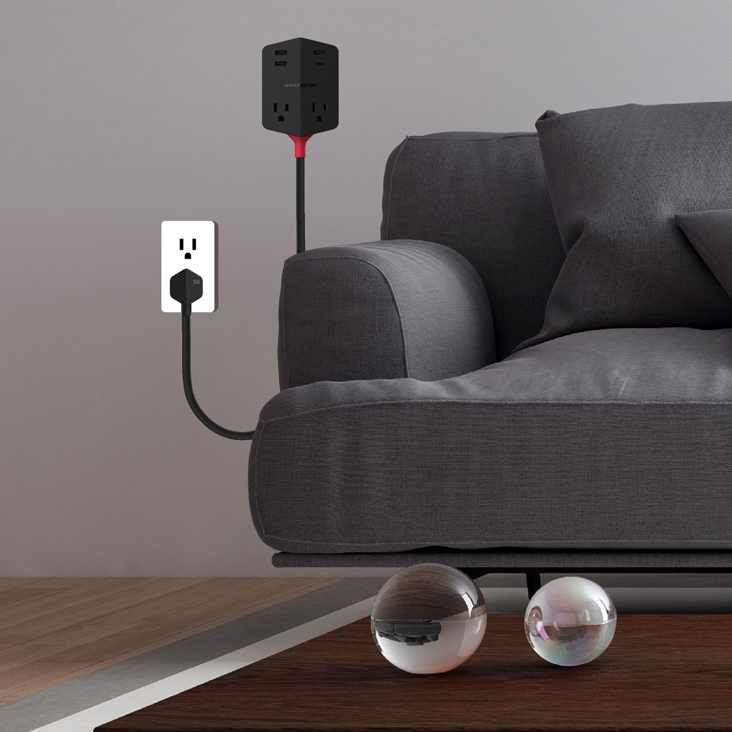 Parasurtenseur à 2 prises à 4 ports USB Power Shield de Monster