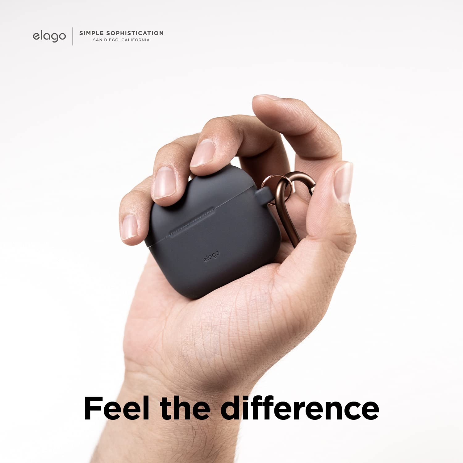elago Silicone Case Compatible with AirPods 3rd Generation Case - Carabiner Included, Supports Wireless Charging, Shock Resistant, Full Protection