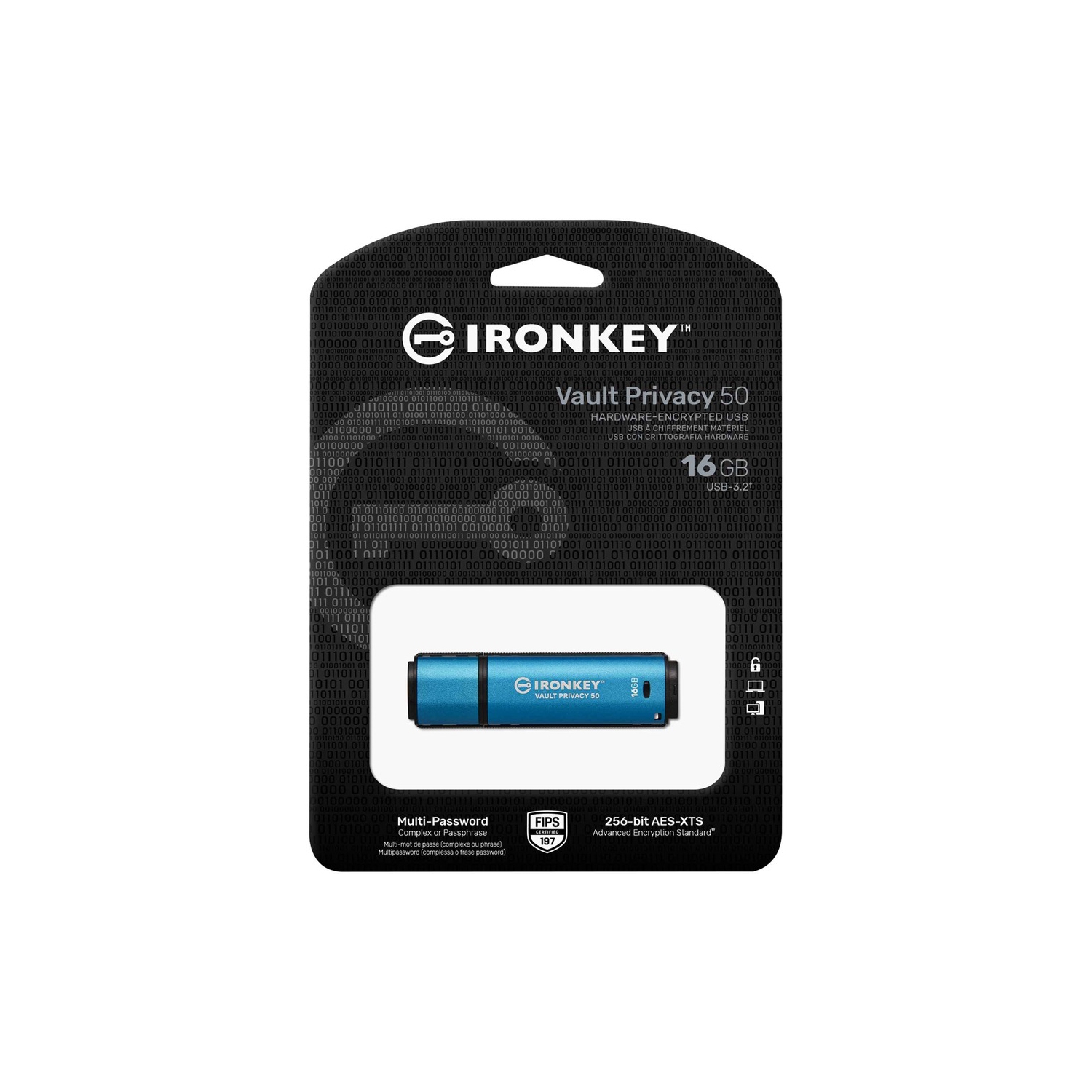 Kingston IronKey Vault Privacy 50 16GB USB 3.2 Gen 1 Type A Flash Drive -