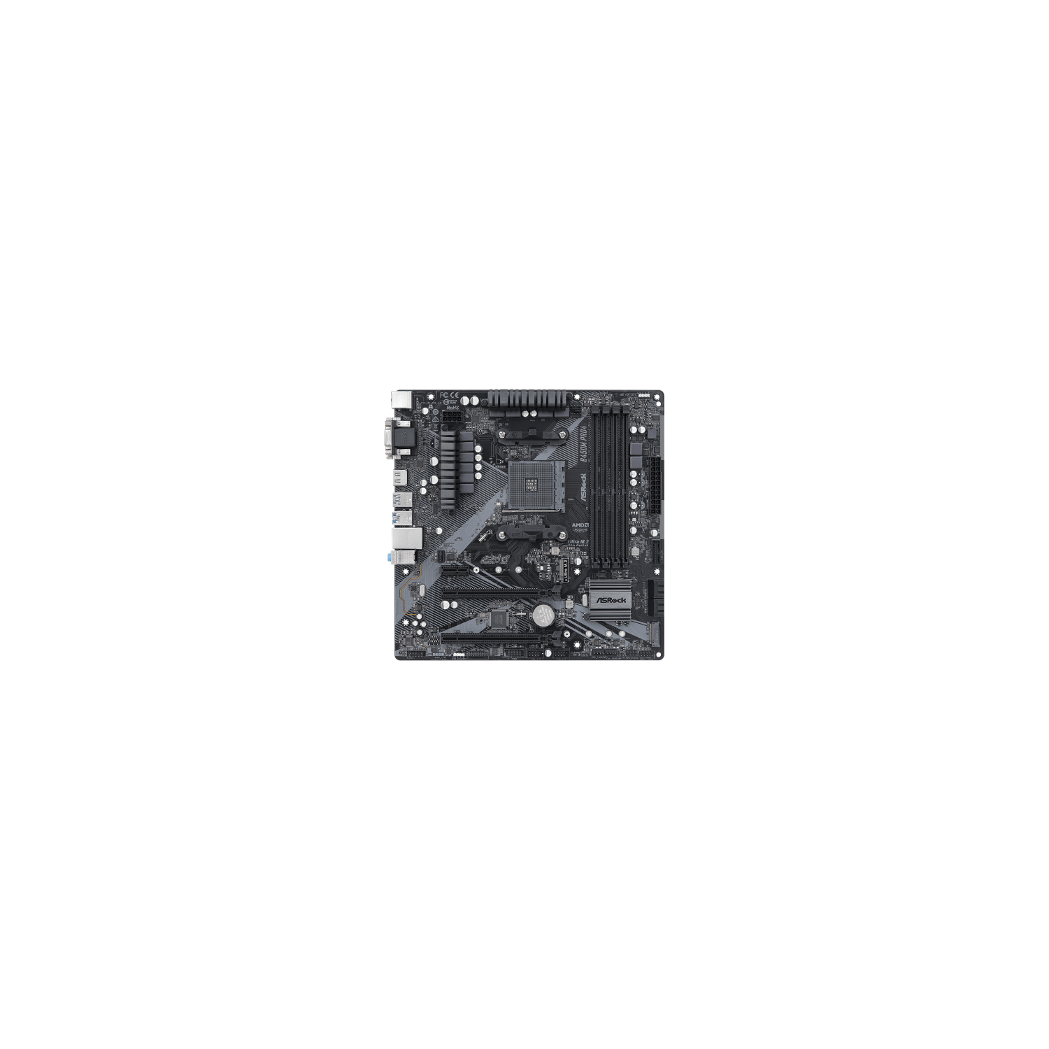 ASRock Motherboard B450M PRO4 R2.0 AMD AM4 Promontory B450 Max128G DR4 Micro ATX Retail