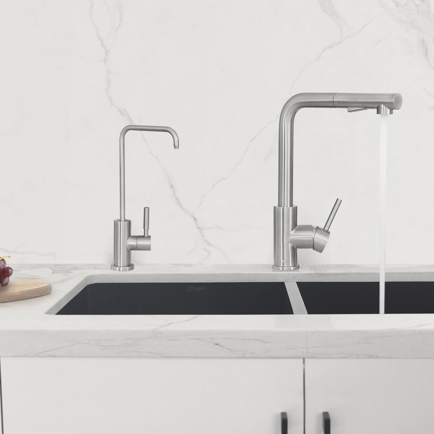 K130SK147S Single Handle Pull Down Kitchen Faucet with Cold Water Tap in Stainless Steel