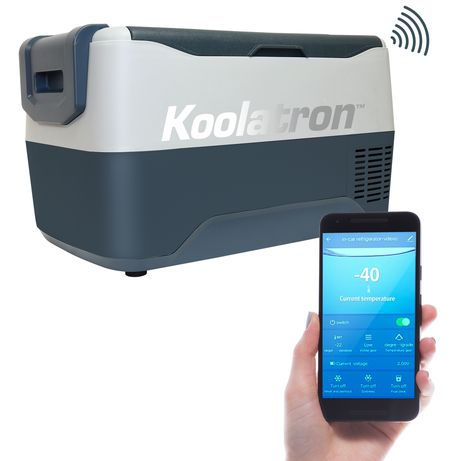 Koolatron – réfrigérateur/congélateur portatif 12 volts avec Bluetooth 31 pintes, cordons 12 V c.c./110 V c.a., gris