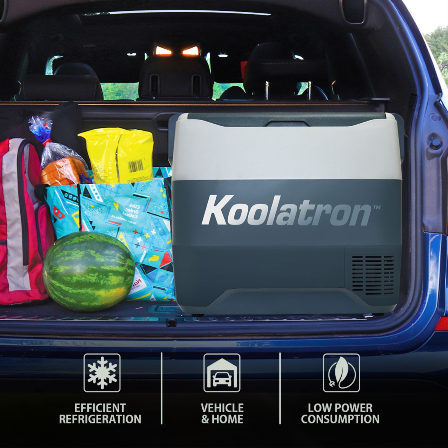 Koolatron 12 Volt Portable Freezer/Refrigerator w/ Bluetooth 54 qt, 12V DC/110V AC Cords, Gray