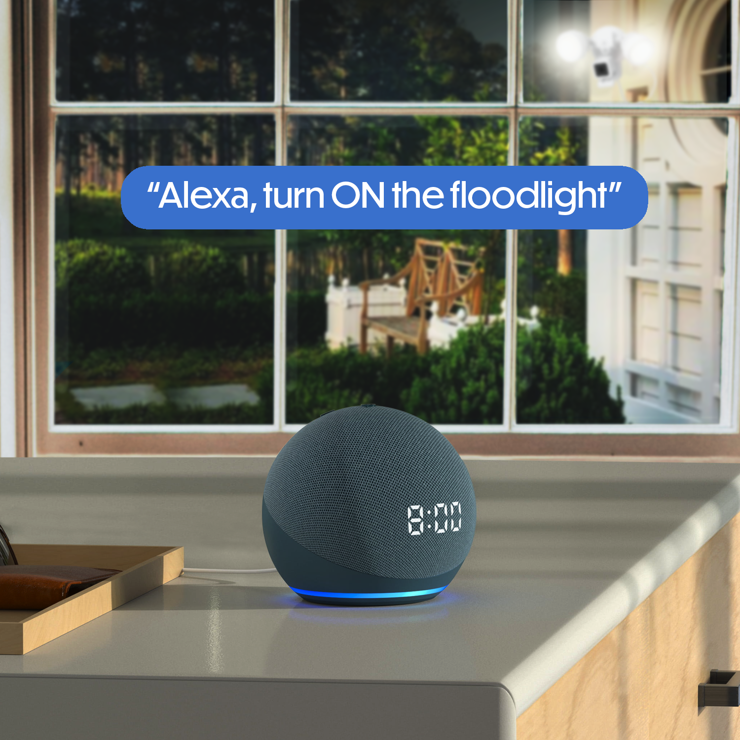 Projecteur intelligent filaire Wasserstein 3-en-1, chargeur et support compatible avec Wyze Cam V3, 2000 lumens - avec détecteur de mouvement et