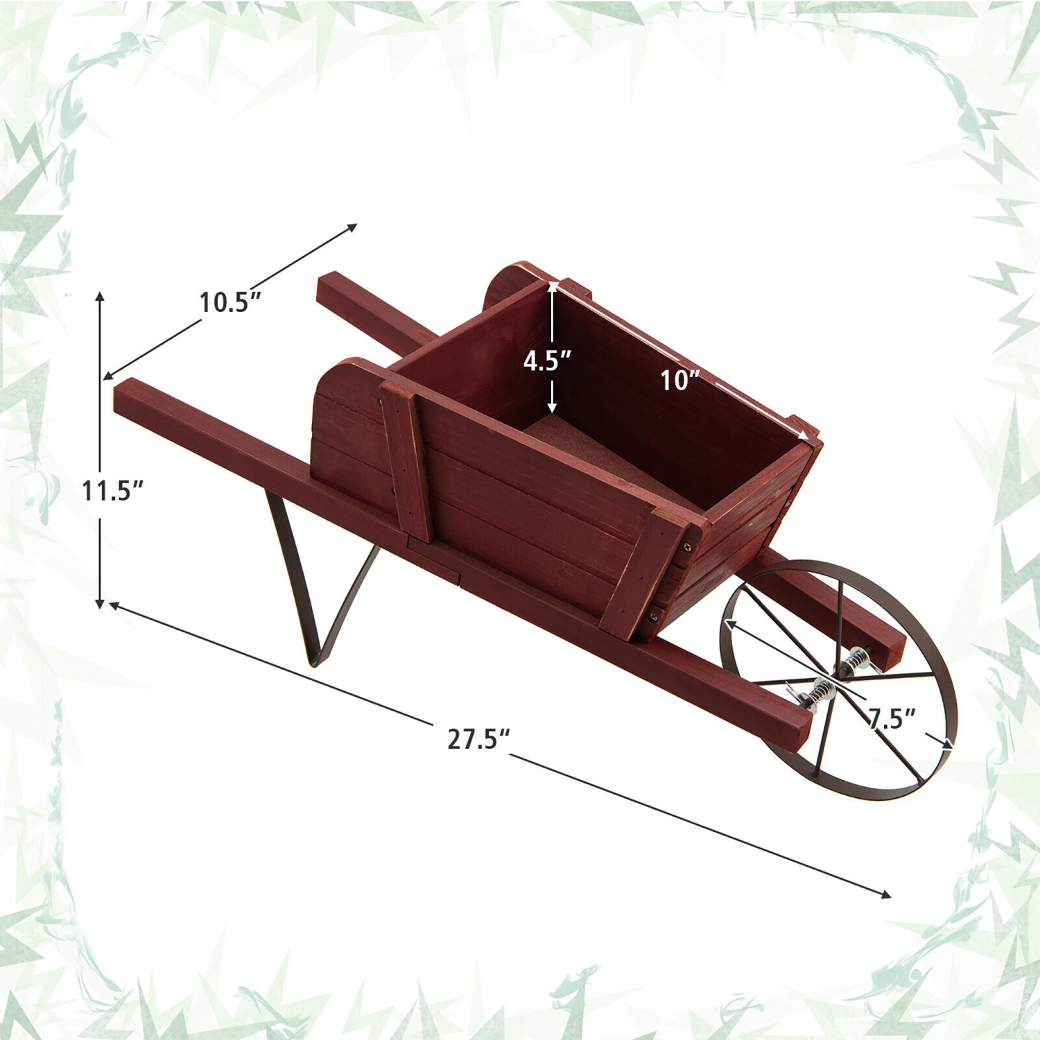 Gymax Wooden Wagon Planter Decorative Indoor/ Outdoor Rustic Flower Cart w/ Wheel