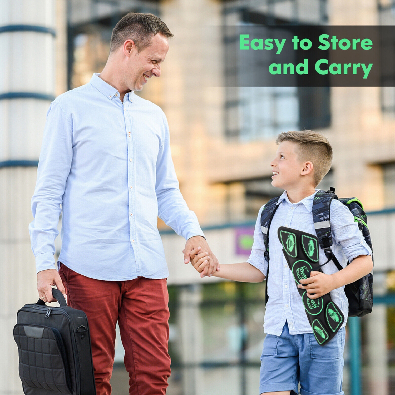 Gymax 9 Pads Electronic Drum Set Roll Up Drum Kit w/ MIDI & Dual Stereo Speakers