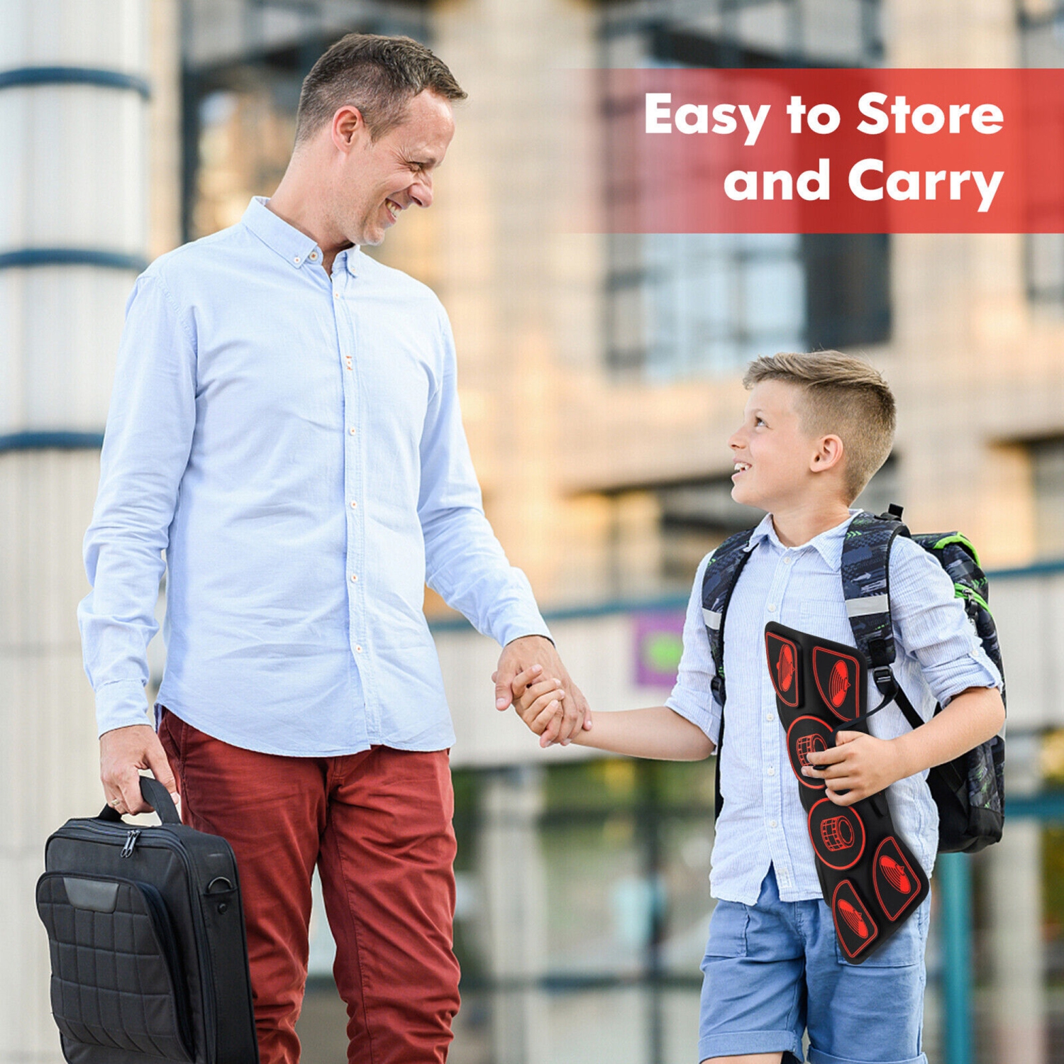 Gymax 9 Pads Electronic Drum Set Roll Up Drum Kit w/ MIDI & Dual Stereo Speakers