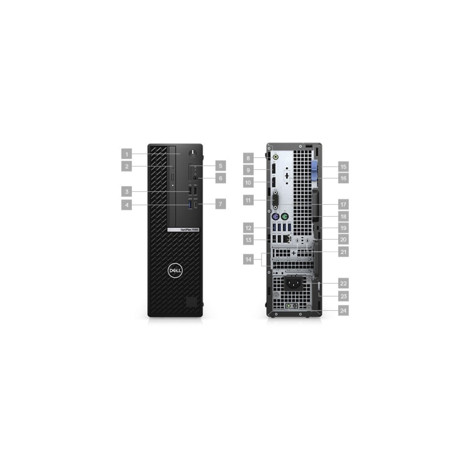 Remis à neuf – Mini ordinateur de bureau Optiplex 7000 7090 MT de Dell (2021) | Core i7 – disque dur 500&nbsp;Go – 16&nbsp;Go mémoire vive | 8 cœurs