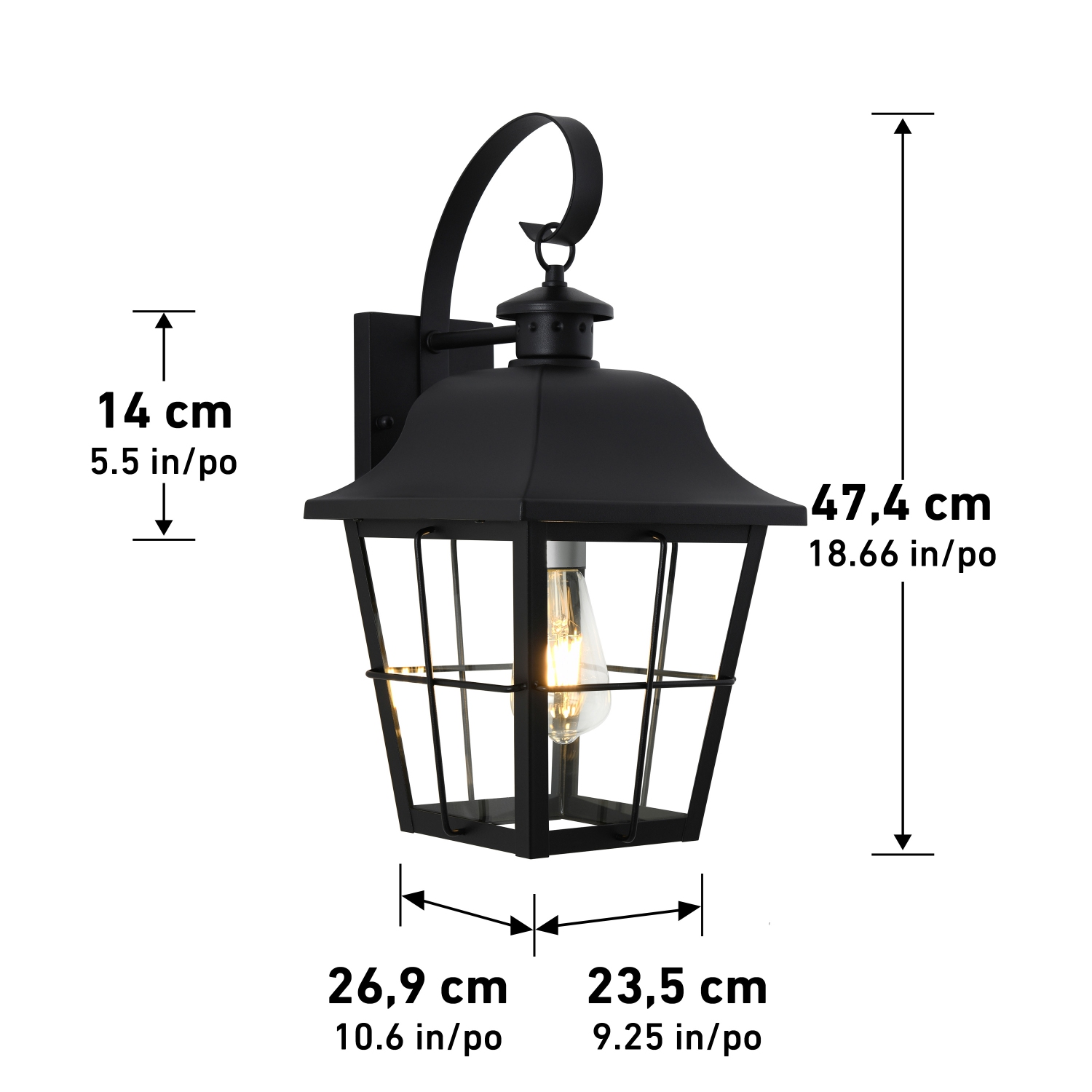 Lampe murale d'extérieur moderne Jatoba, noir