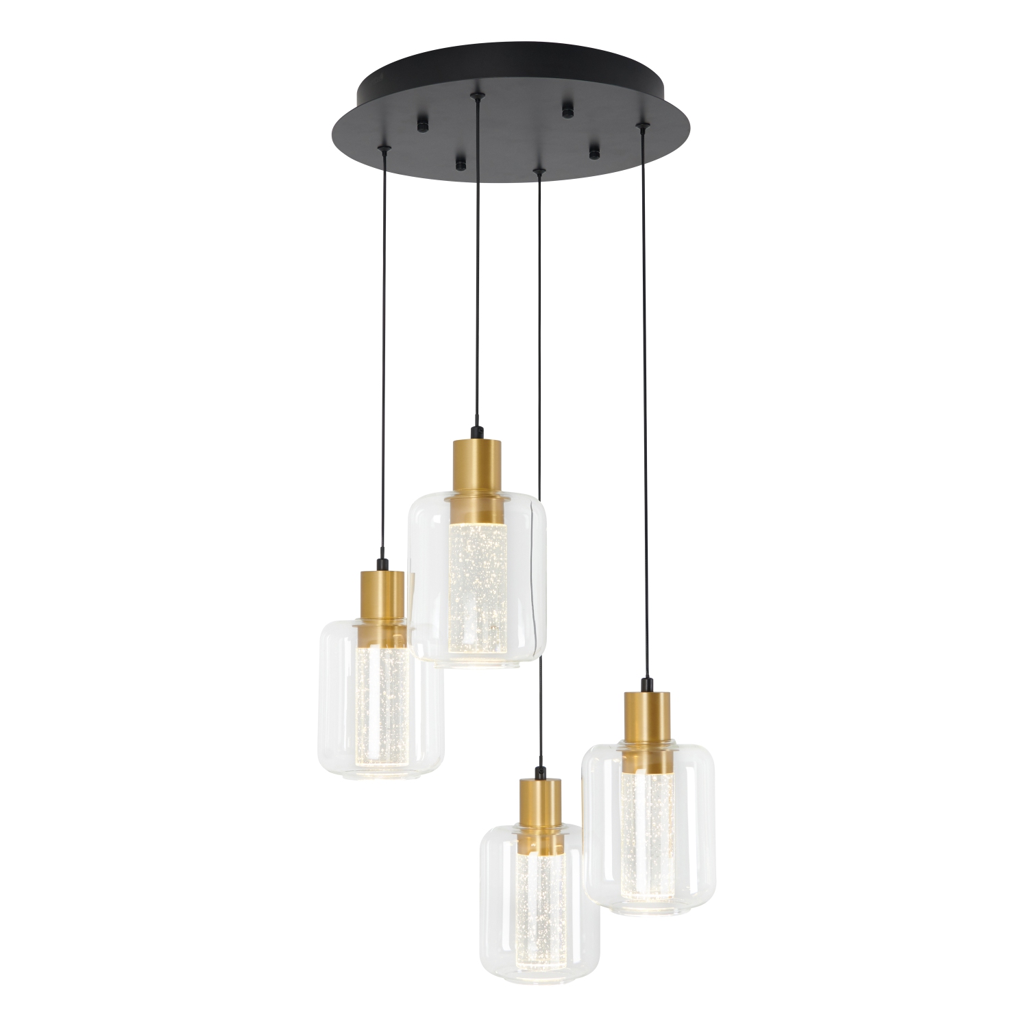 Luminaire suspendu moderne Globe champagne, noir et doré