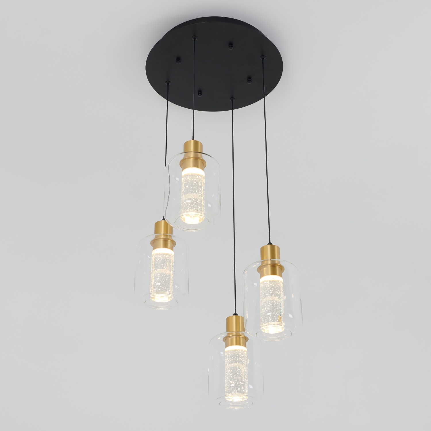 Luminaire suspendu moderne Globe champagne, noir et doré