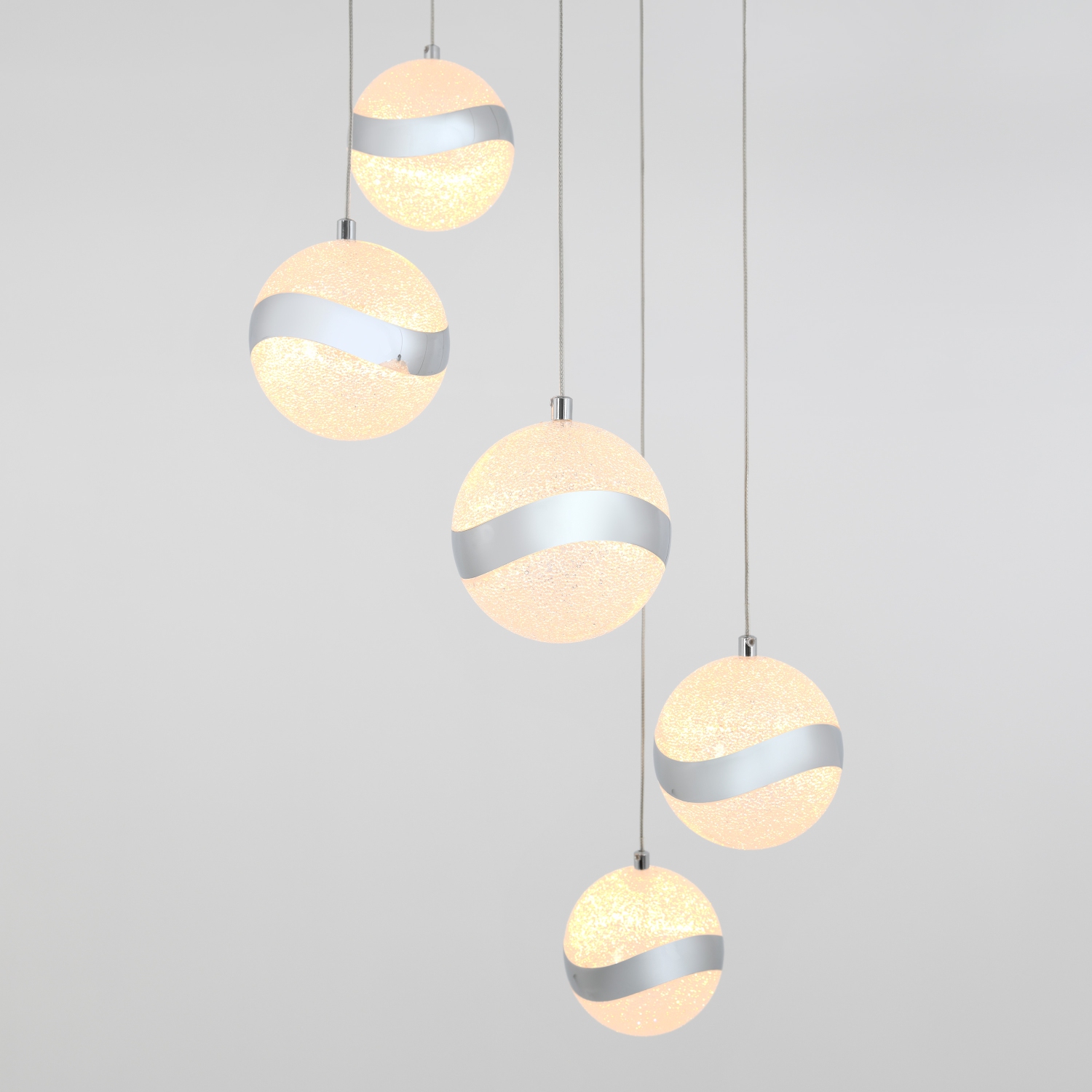 Luminaire suspendu moderne Wevey, chrome