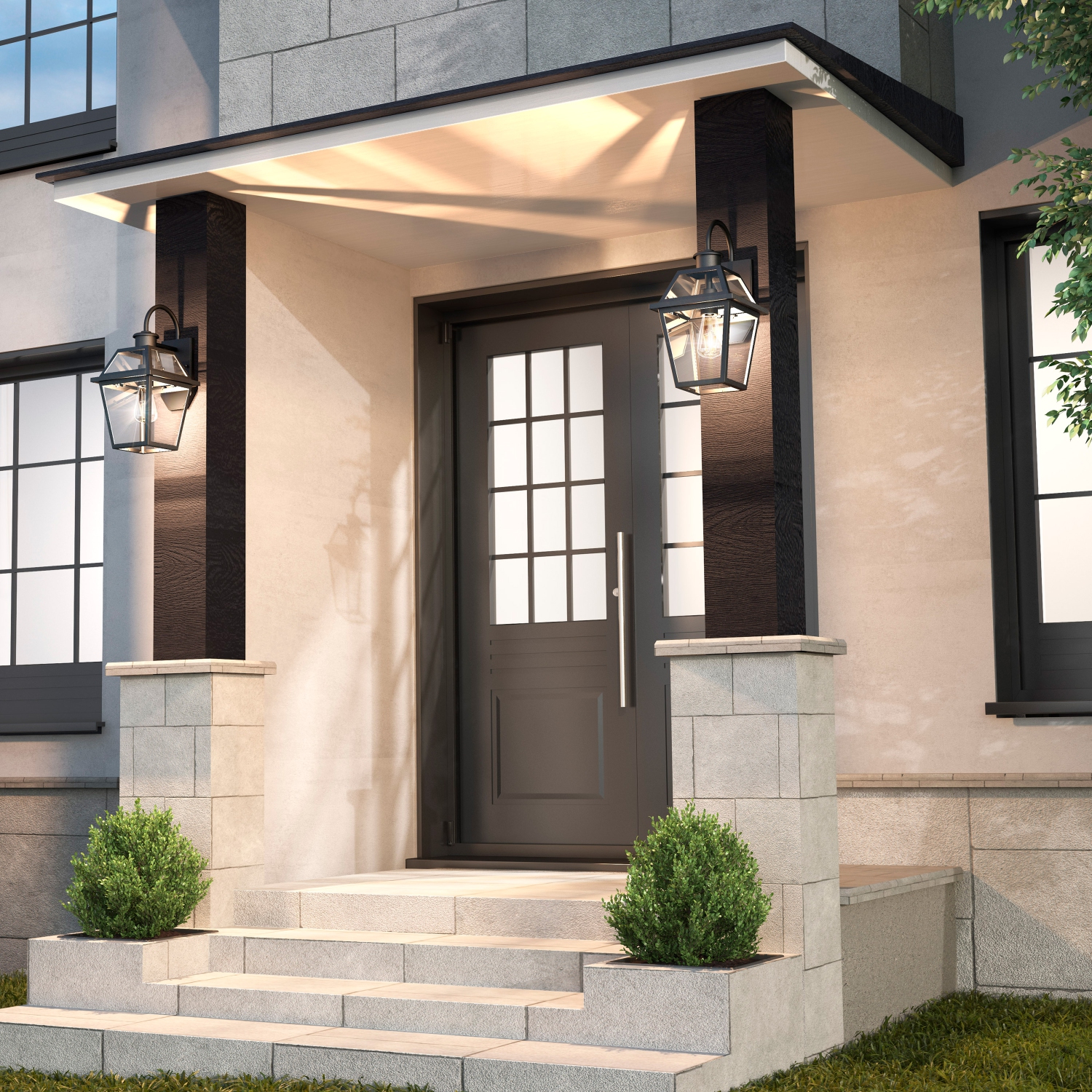 Colonial Modern Outdoor Wall Light, Black