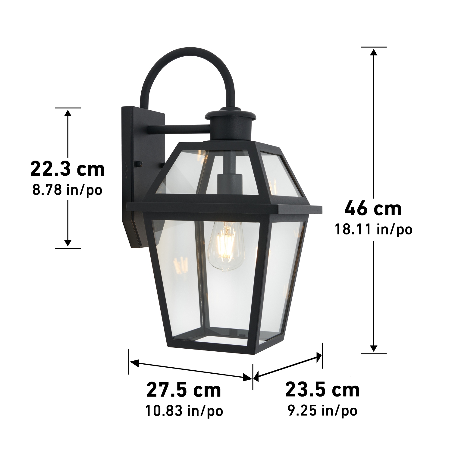 Colonial Modern Outdoor Wall Light, Black