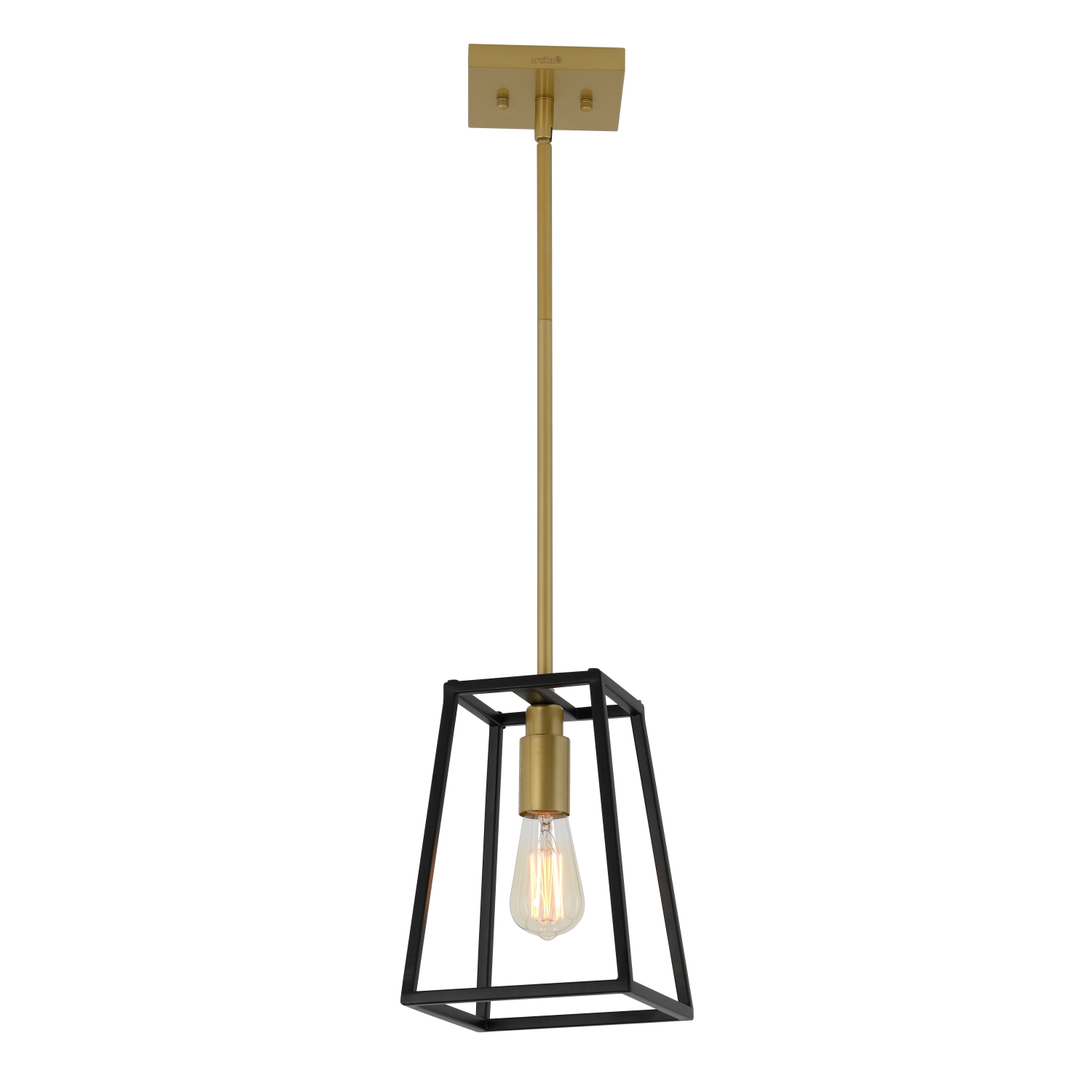 Carter Modern Mid-Century Pendant Light Fixture, Black and Gold