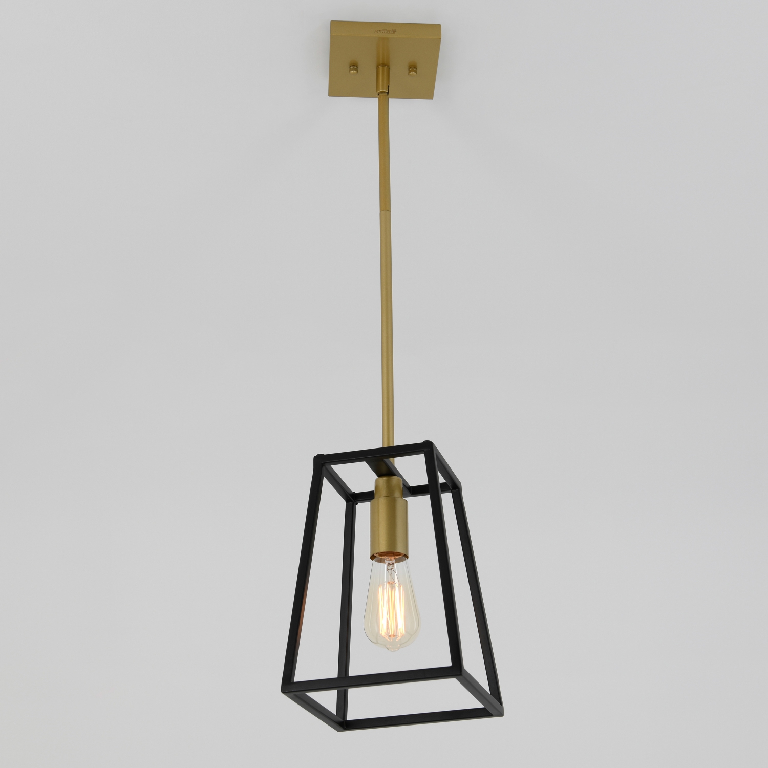 Carter Modern Mid-Century Pendant Light Fixture, Black and Gold
