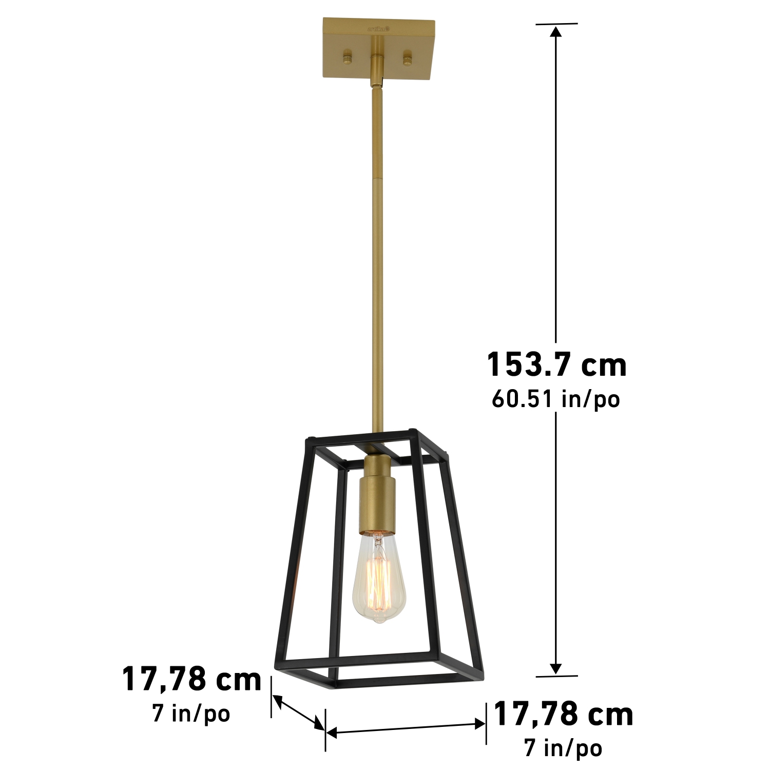 Carter Modern Mid-Century Pendant Light Fixture, Black and Gold