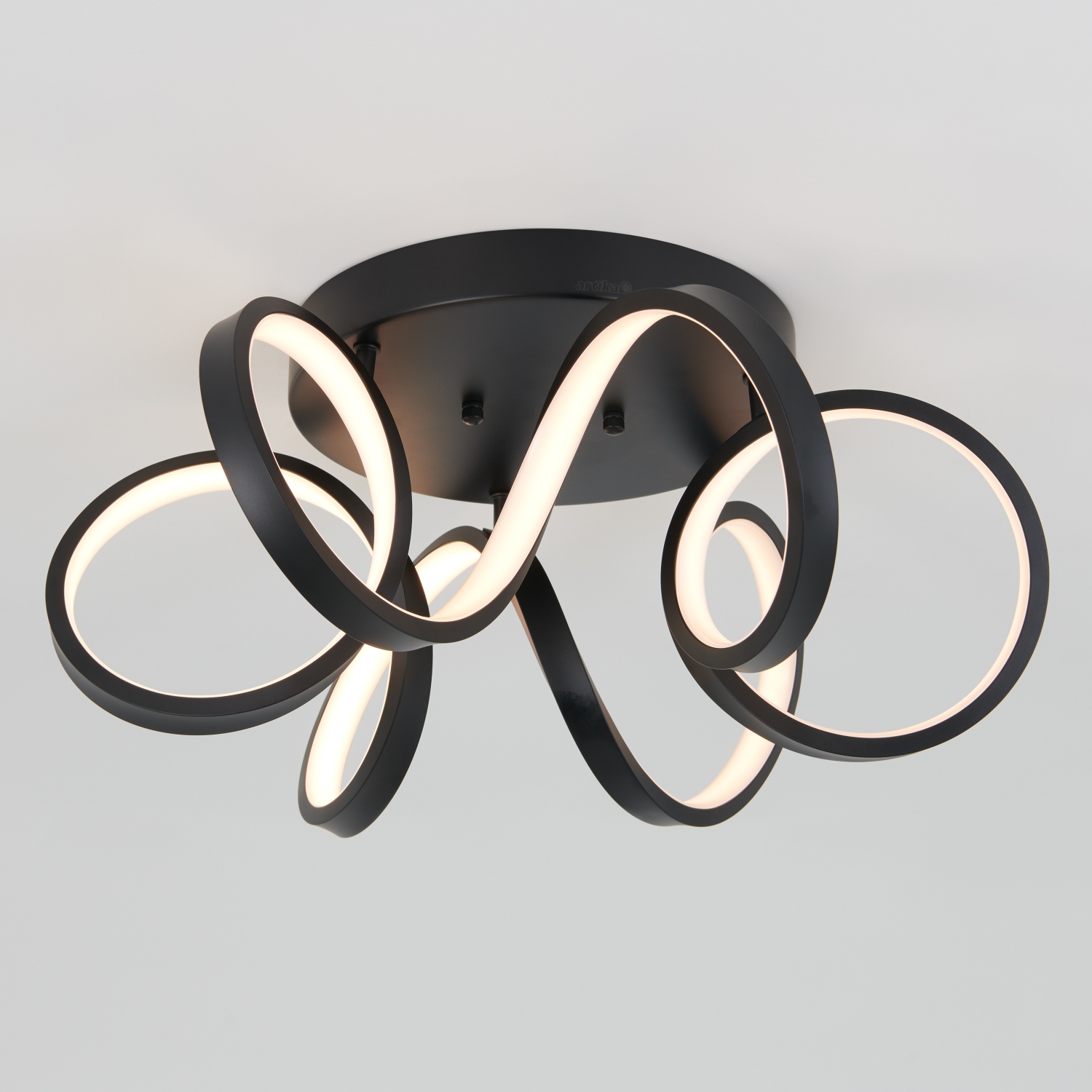 Plafonnier moderne Swirl Ribbon, noir