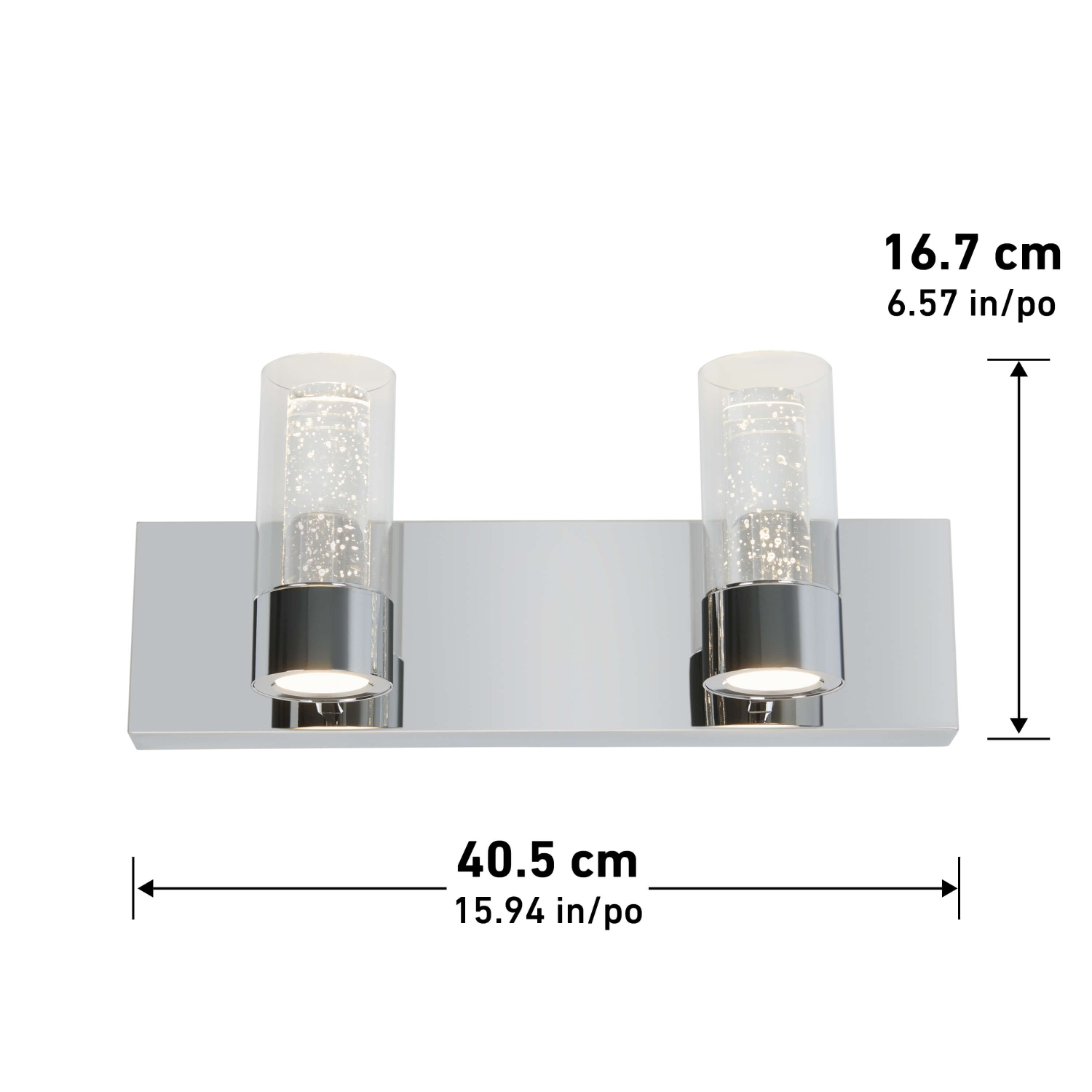 Applique de salle de bain moderne ratio, chrome