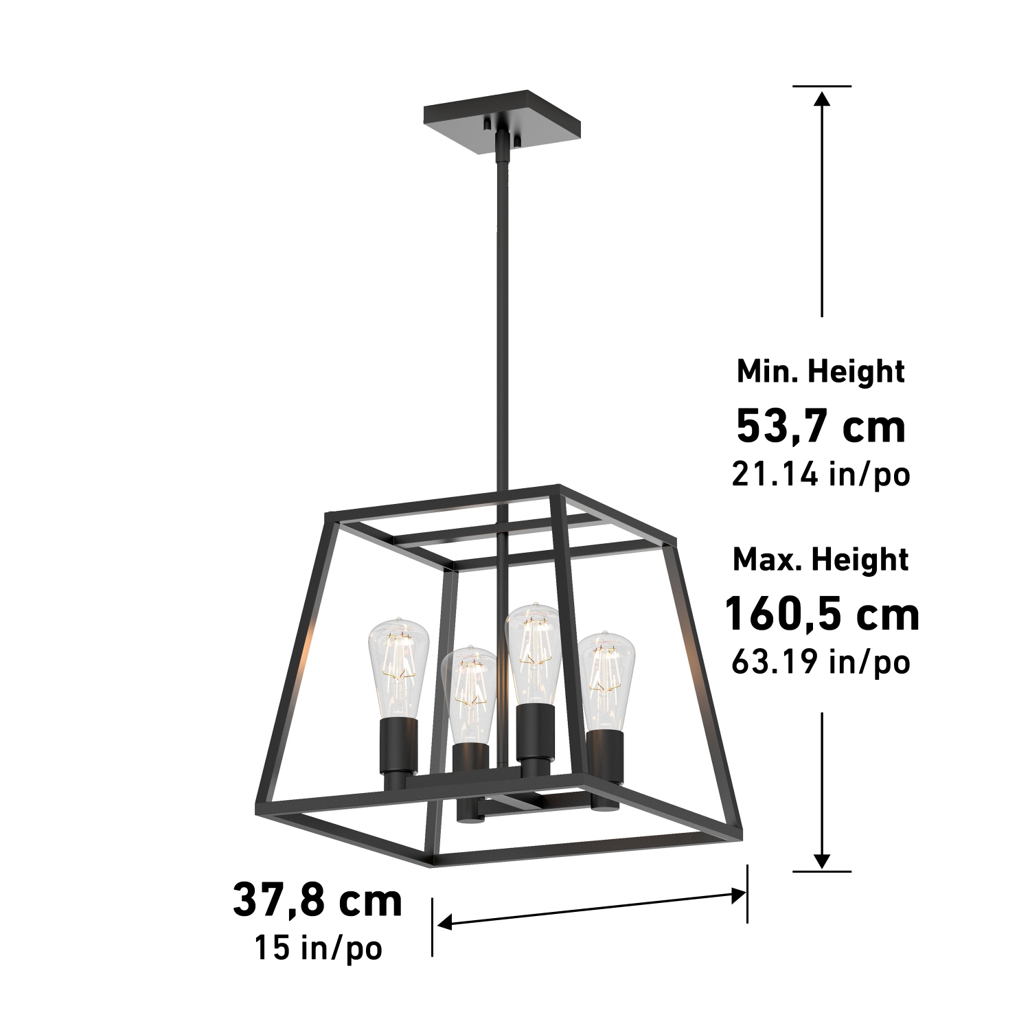 Carter – Lustre moderne mi-siècle, noir