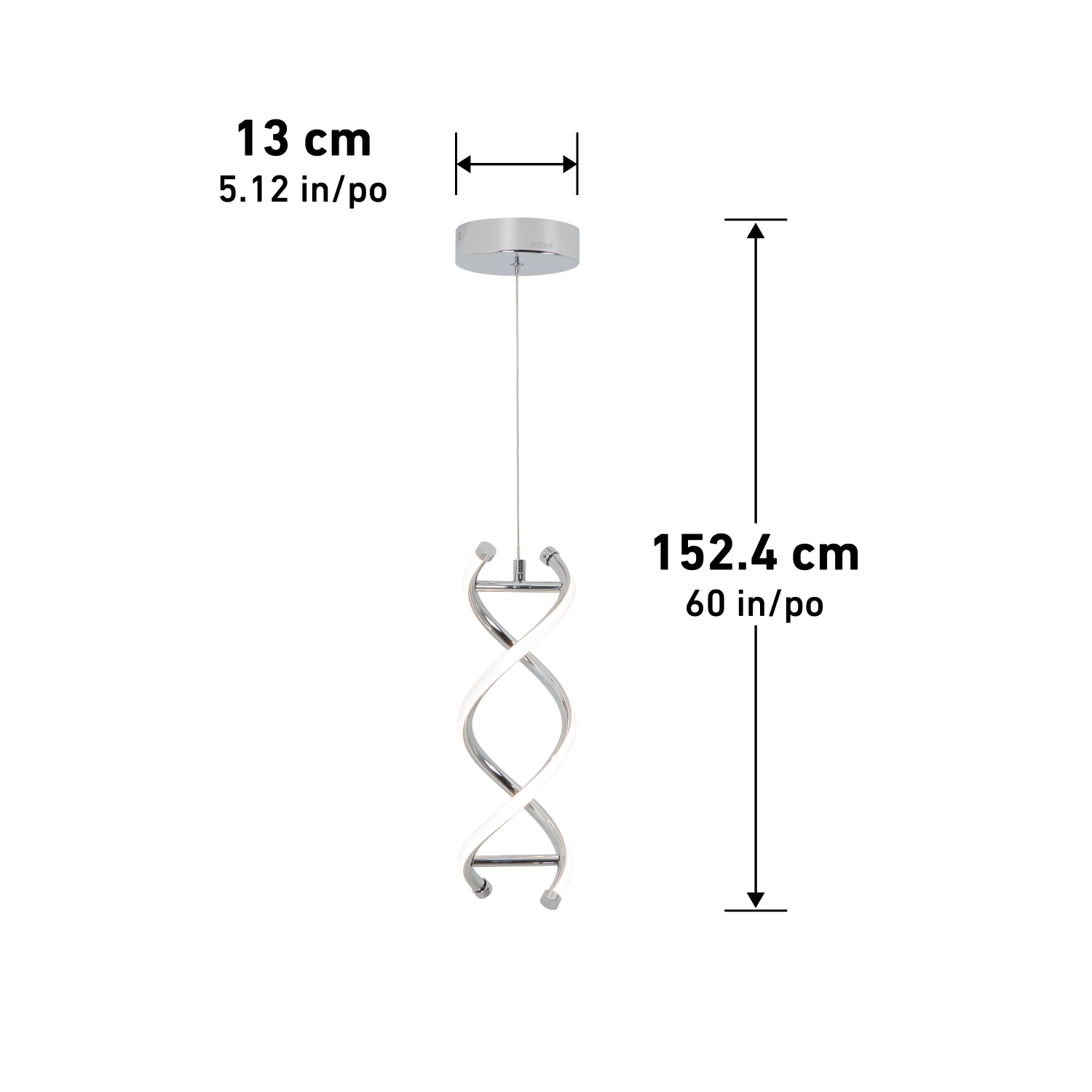 Luminaire suspendu moderne DNA, chrome