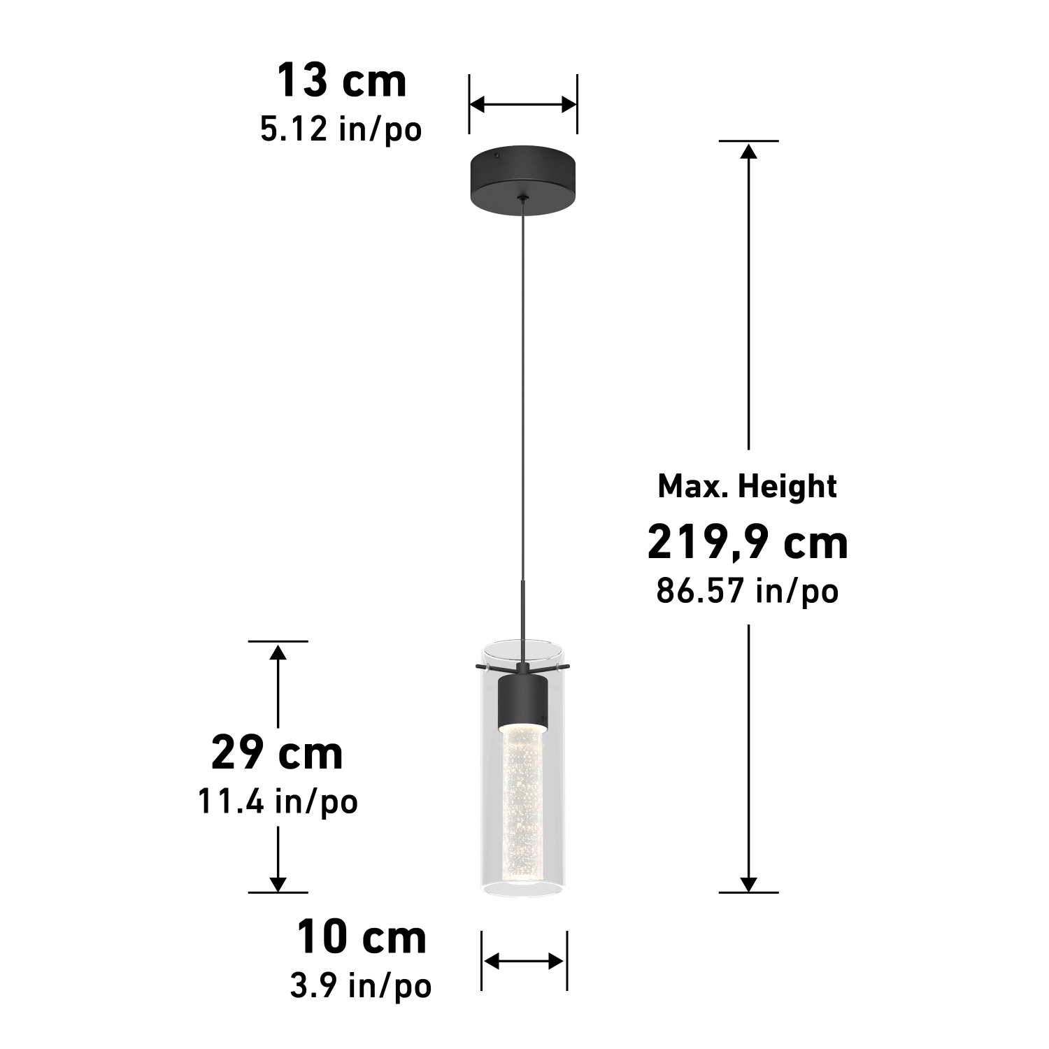 Luminaire suspendu moderne Essence, noir