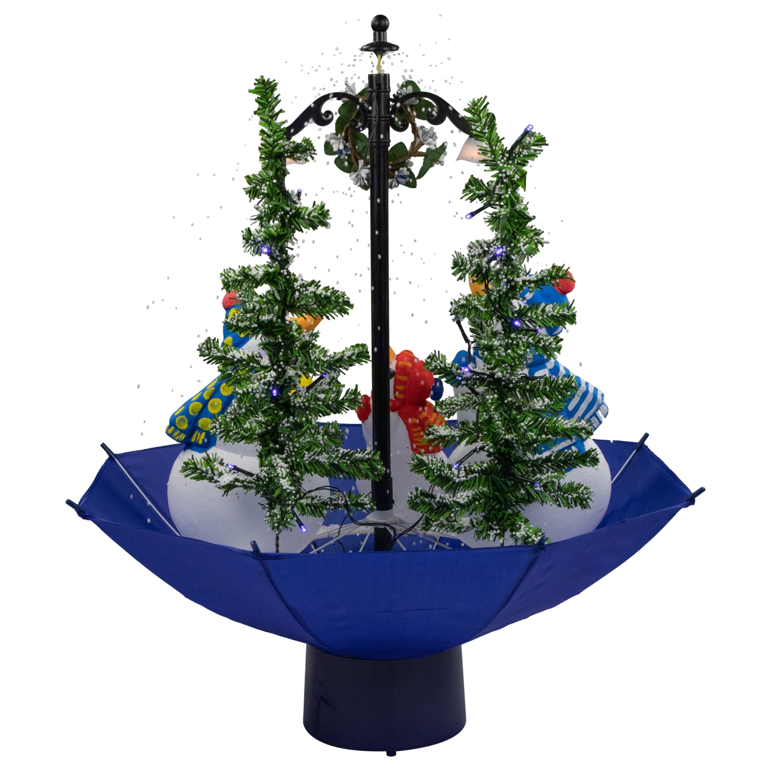30" Lighted Musical Snowing Snowman Family in Umbrella Base Christmas Decoration