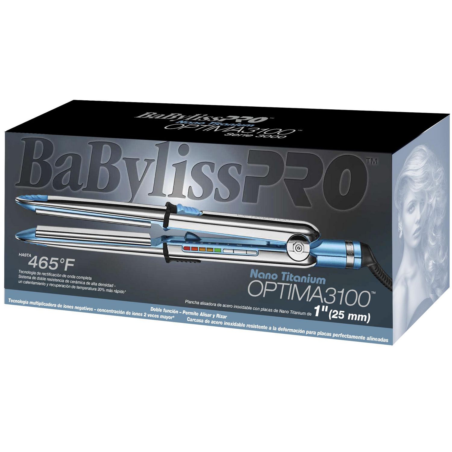 Babyliss Pro Optima 3100 Stainless Steel Flat Iron 1'' #BABSS3100TC