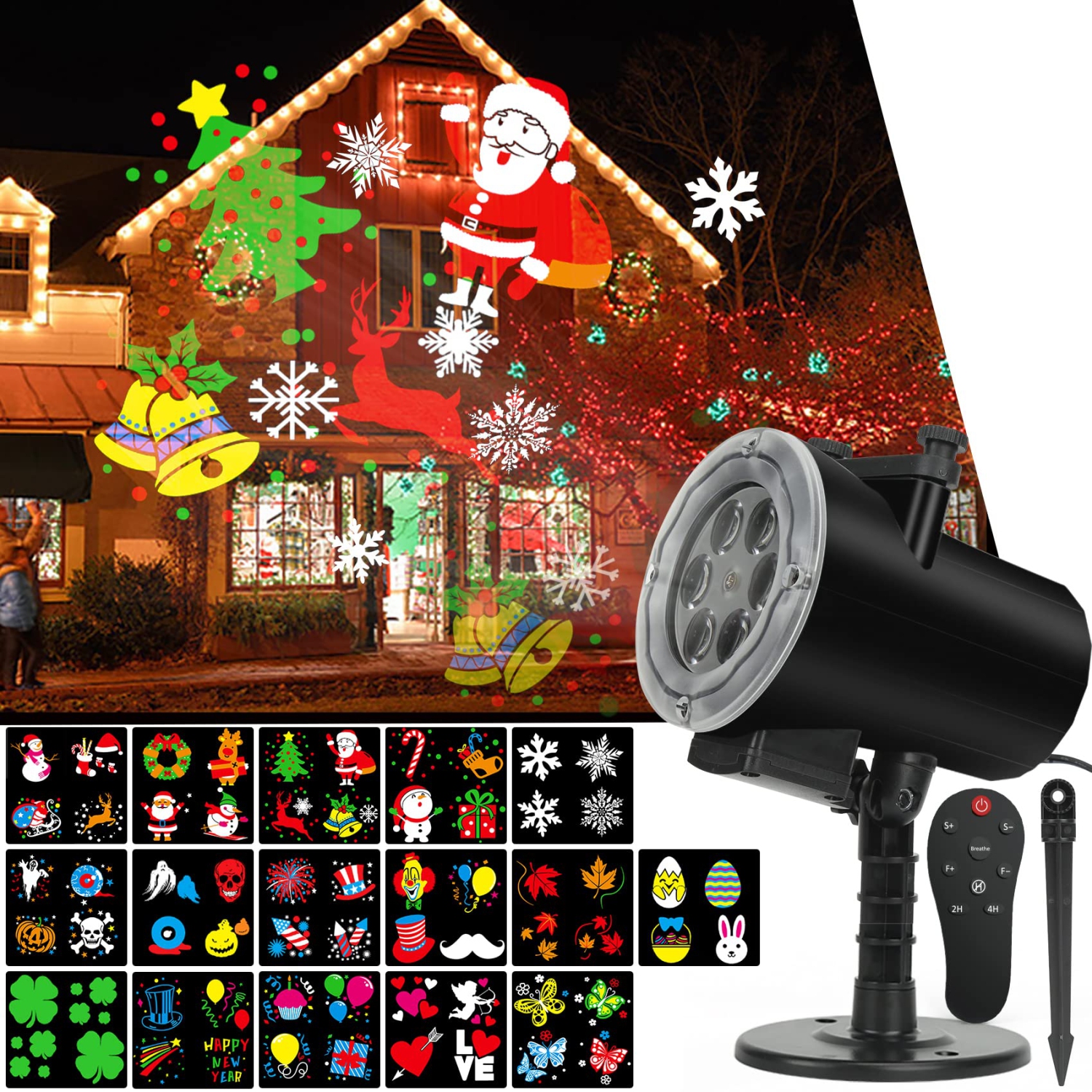 Christmas Projector Lights, Led Projection Light With 12 Pattern
