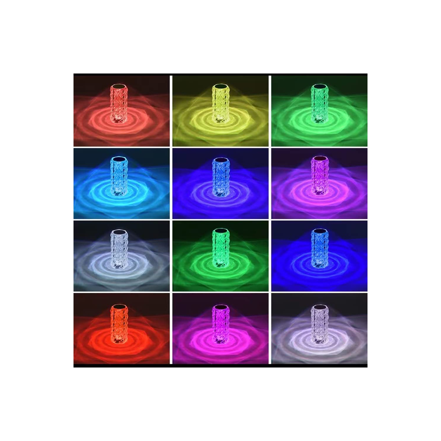 Touch Crystal Lamp with 16 Colors LED Changing Dimmable | RGB Gradient | Dynamic Mode, Rechargeable Provtable Table Lamp wit