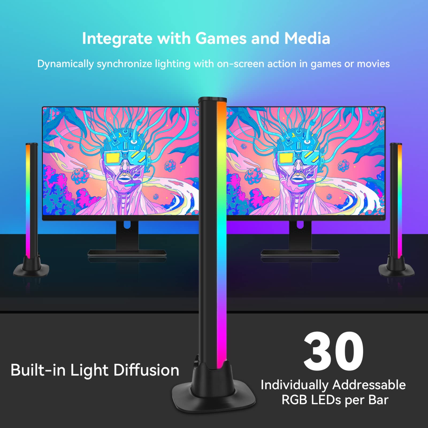 Cadrim Smart LED Light Bar, TV LED Backlight, RGB Ambiance Light Bars, Bluetooth Monitor Lights with APP Control, TV Ambient