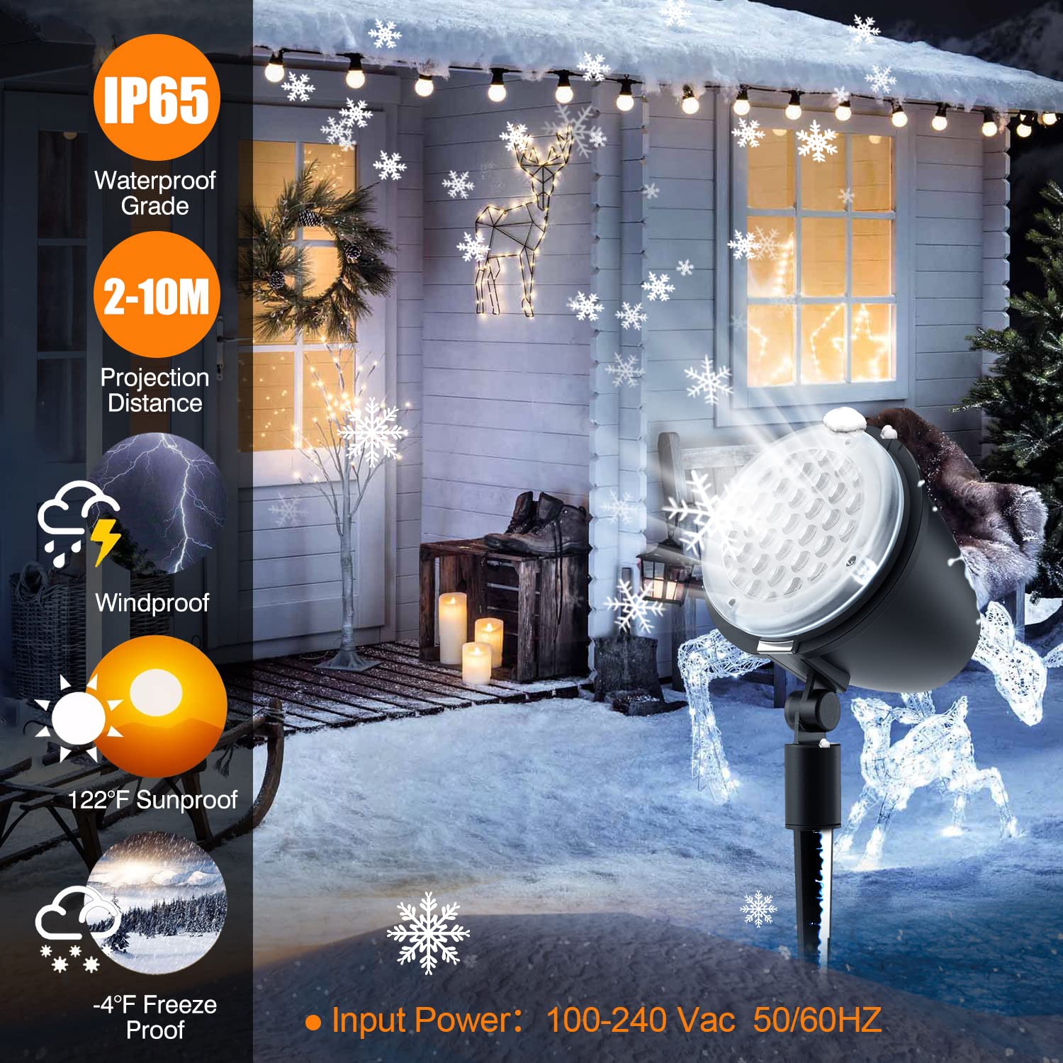2 Pack Snowfall LED Light Projector, Snowflakes Projector Lights, Christmas Lights Outdoor/Indoor, Dynamic Snowfall Pattern