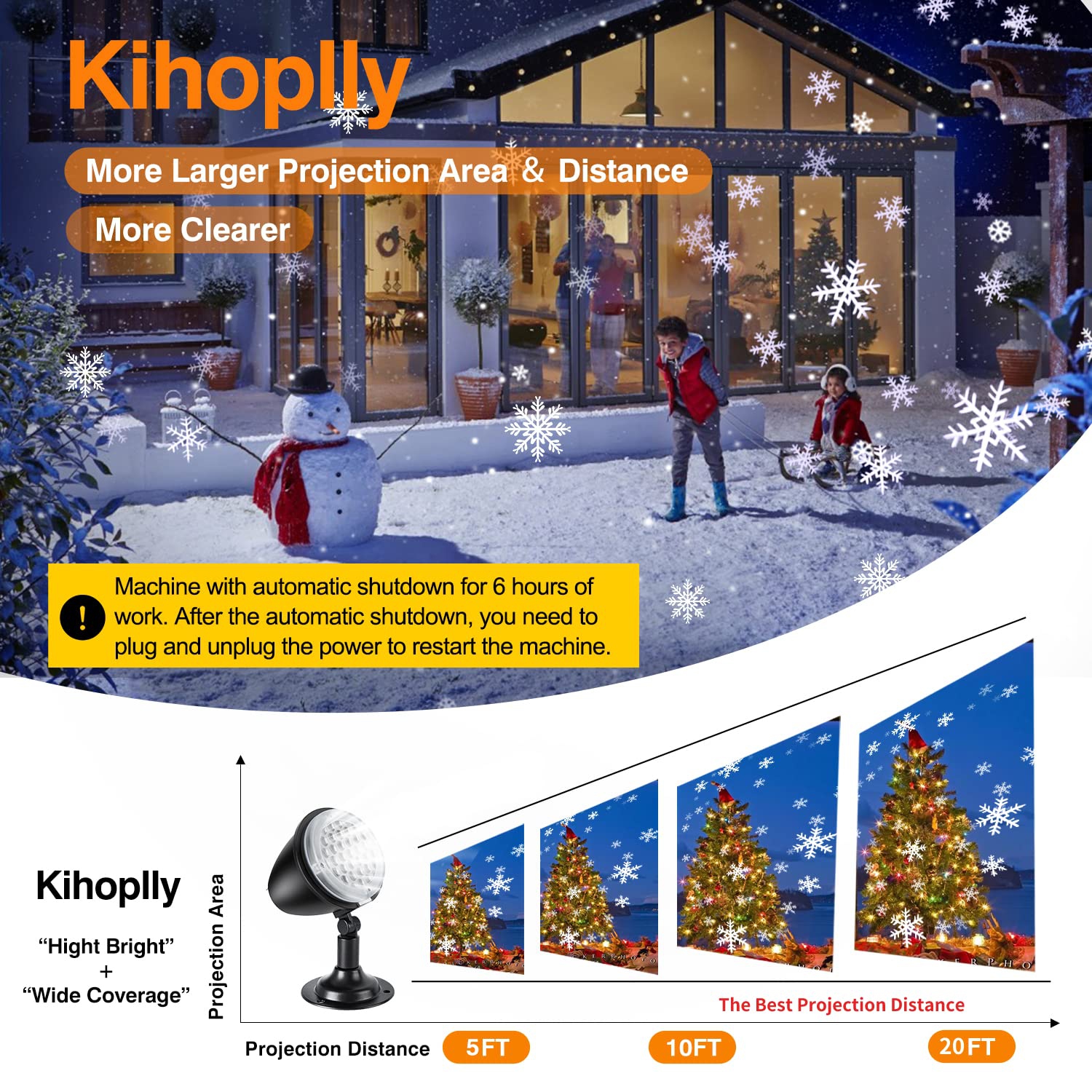 2 Pack Snowfall LED Light Projector, Snowflakes Projector Lights, Christmas Lights Outdoor/Indoor, Dynamic Snowfall Pattern